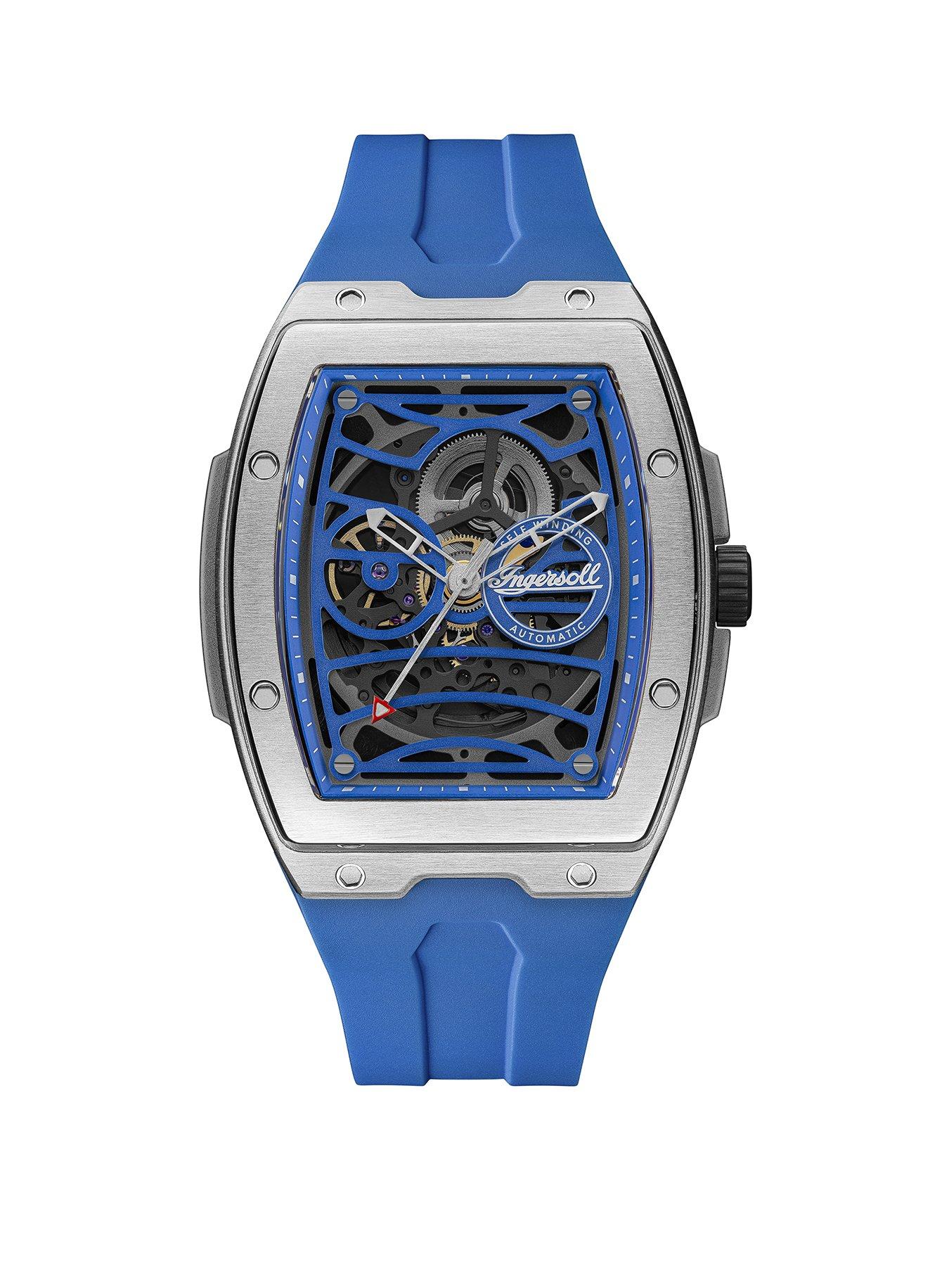 Product photograph of Ingersoll 1892 The Challenger Automatic Mens Watch With Blue Dial And Blue Pu Strap- I12308 from very.co.uk