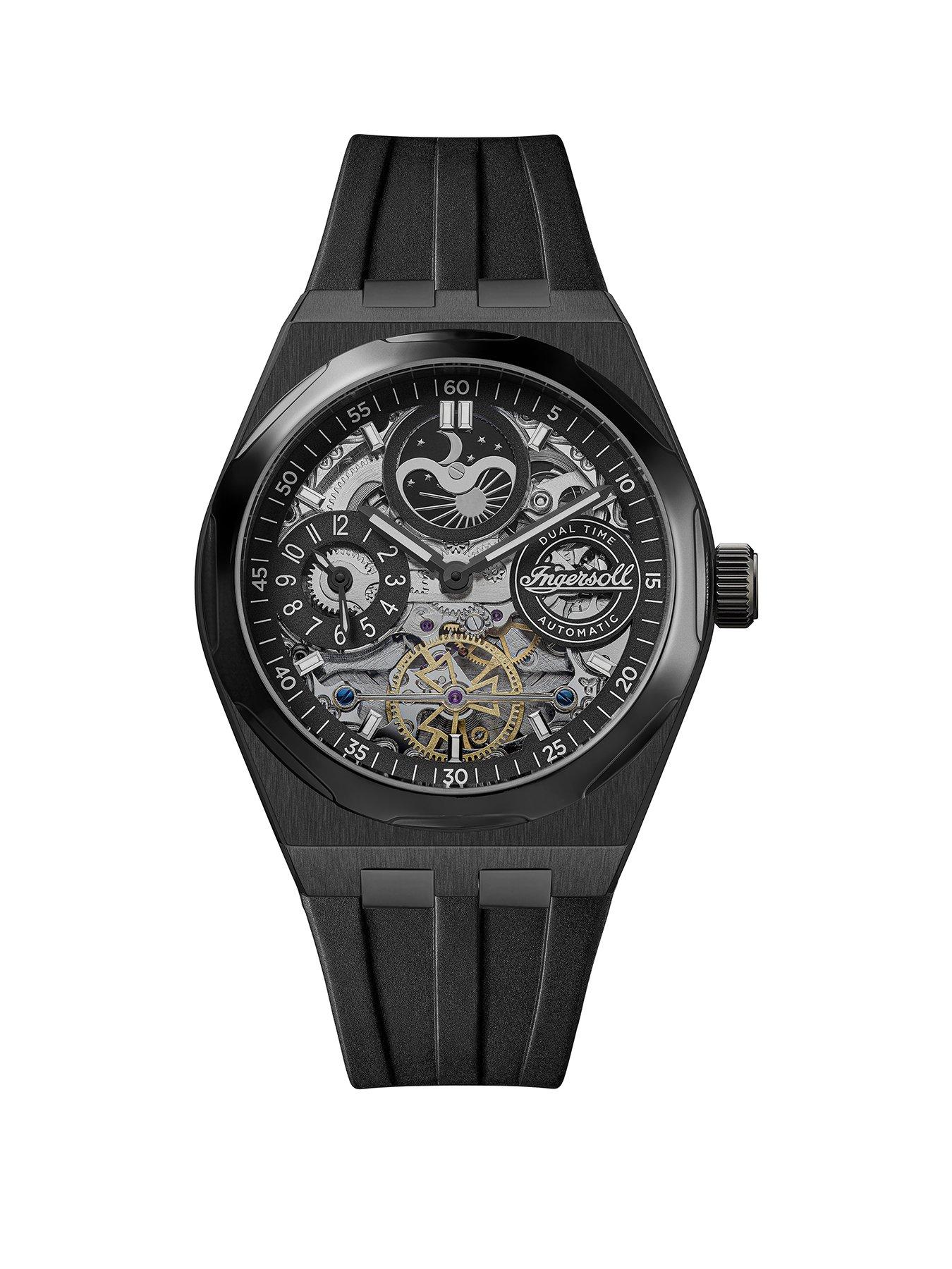 undefined 1892 The Broadway Automatic Mens Watch with Black Skeleton Dial and Black PU Strap - I12908