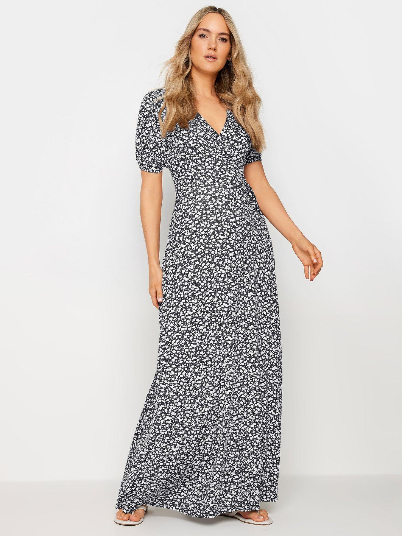 DITSY PRINT MAXI DRESS WITH CUTOUT AND LACE TRIM main image 0