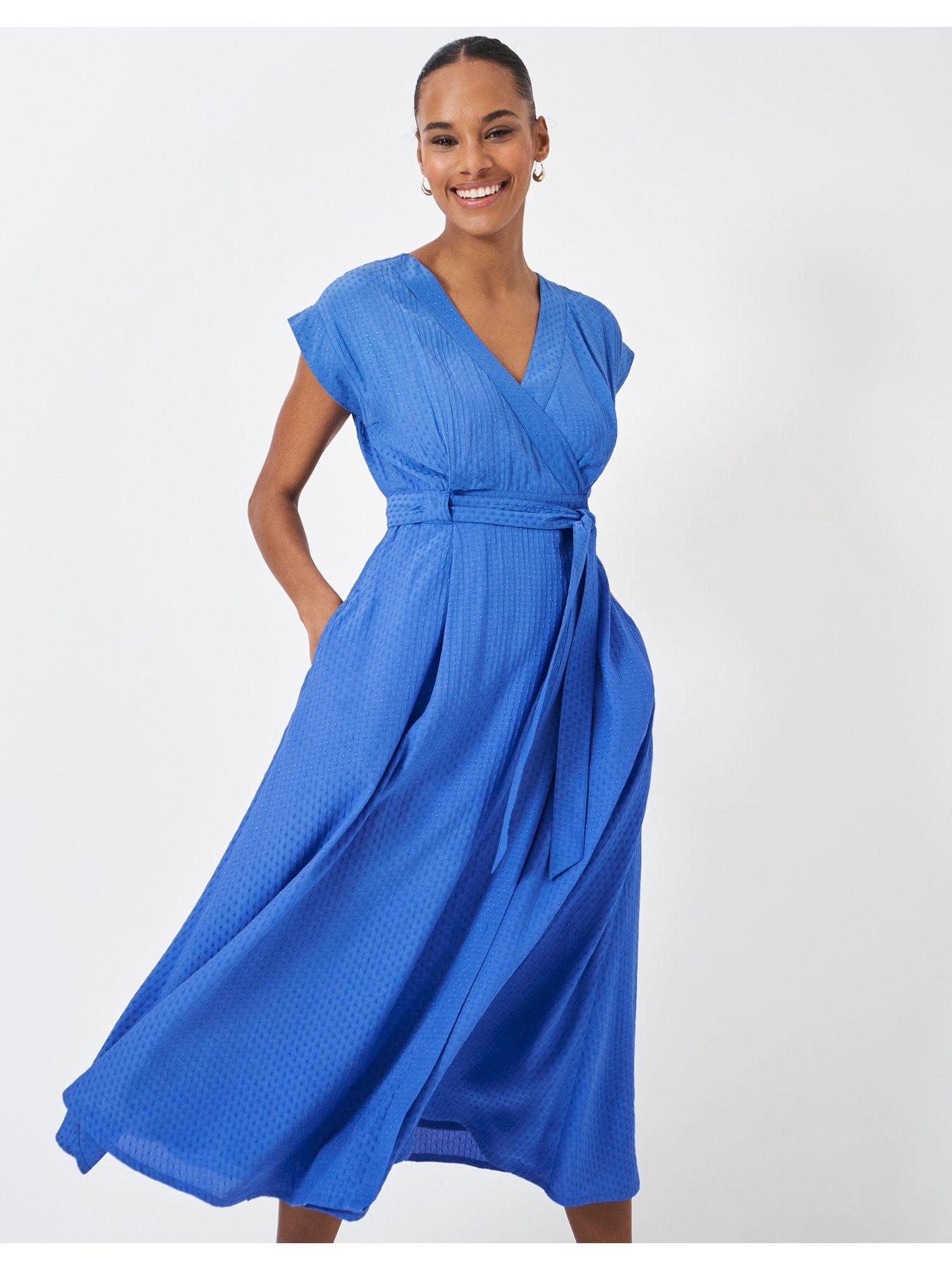 Blue wrap dress short hotsell