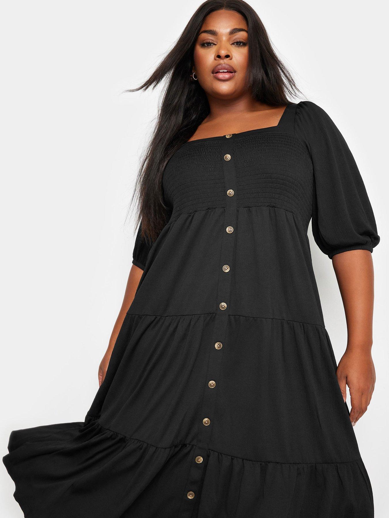 Yours Curve Button Front Maxi Dress Black Very