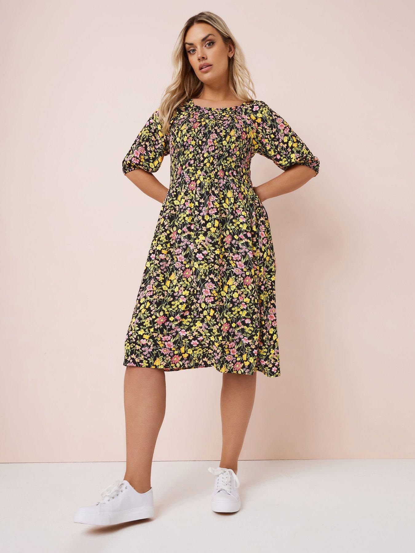undefined Curve Shirred Gypsy Dress