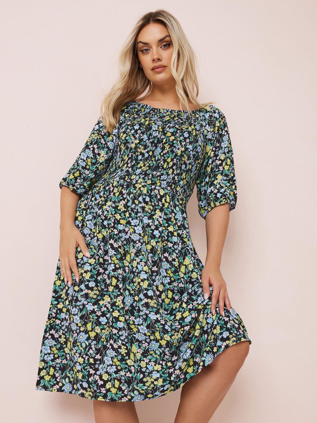 undefined Curve Shirred Gypsy Dress