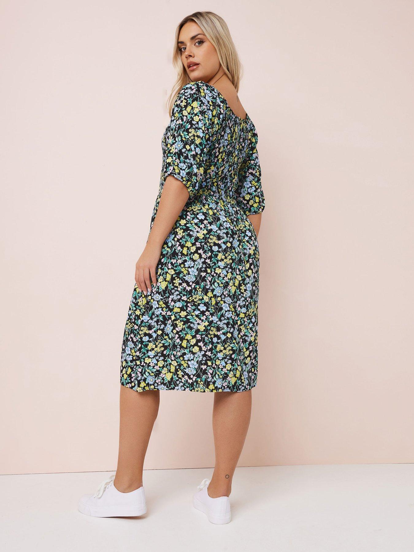 Image 2 of 4 of Yours Curve Shirred Gypsy Dress