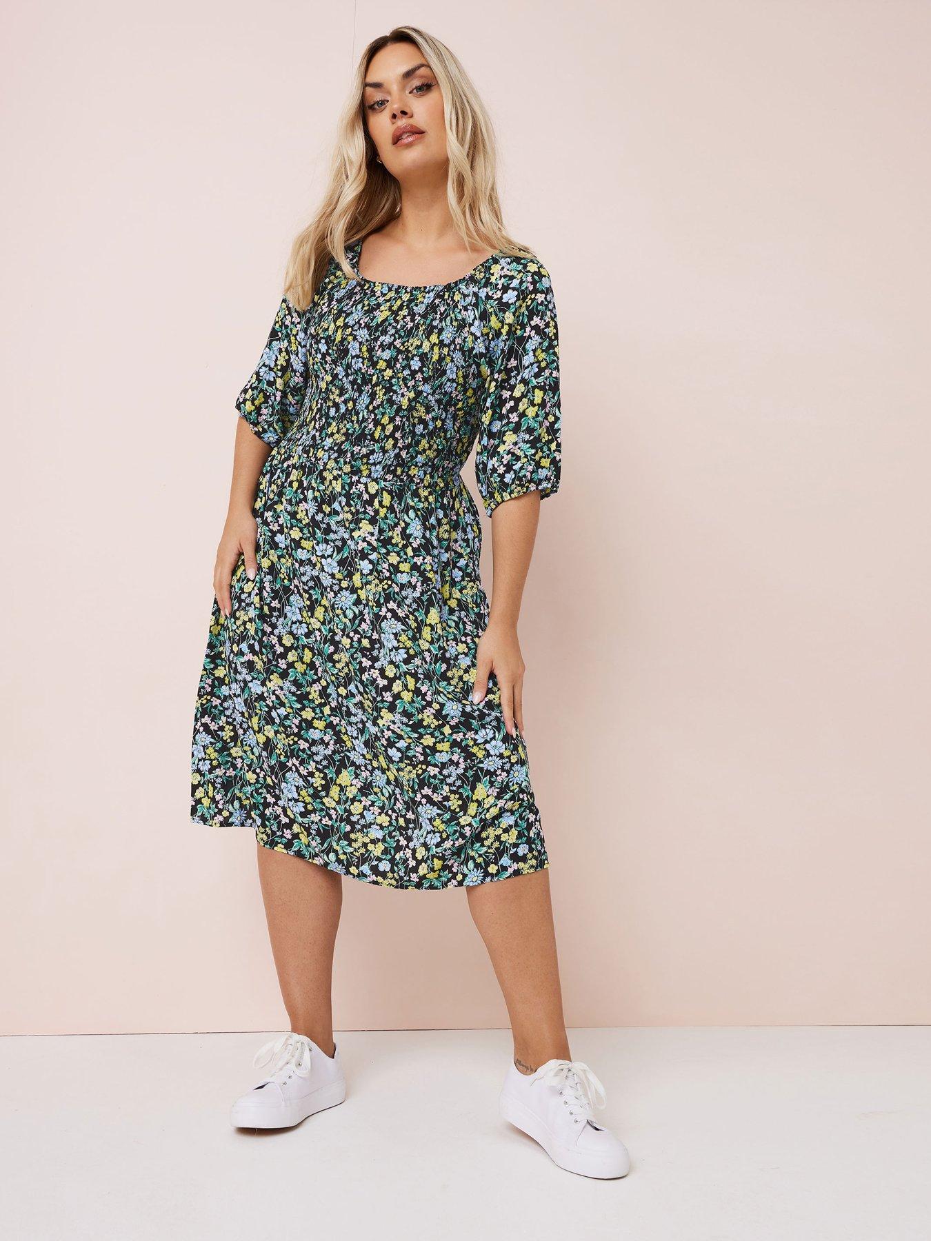Image 3 of 4 of Yours Curve Shirred Gypsy Dress