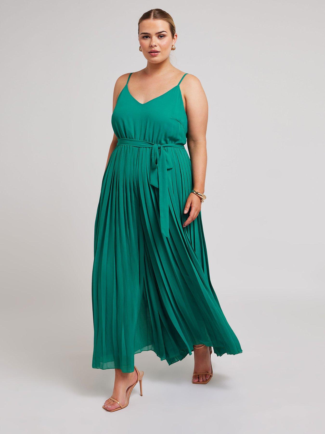 Pleated green jumpsuit online