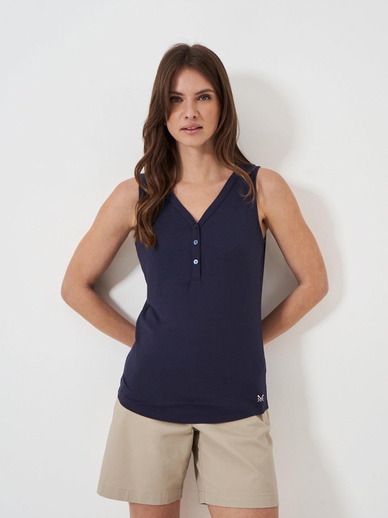 undefined Henley Vest Top - Navy