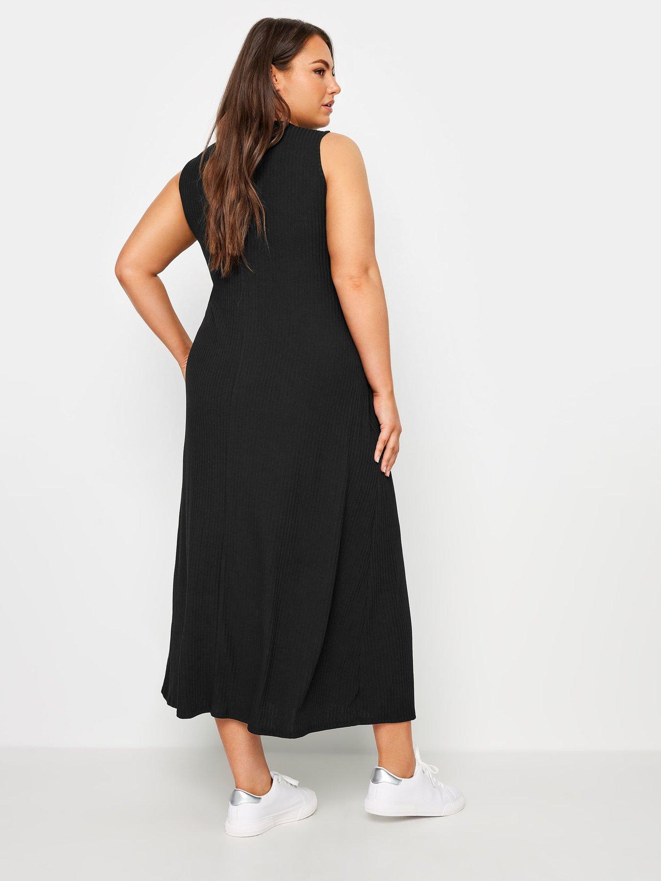 Yours Curve Sleeveless Rib Swing Maxi Dress Black | Very image.