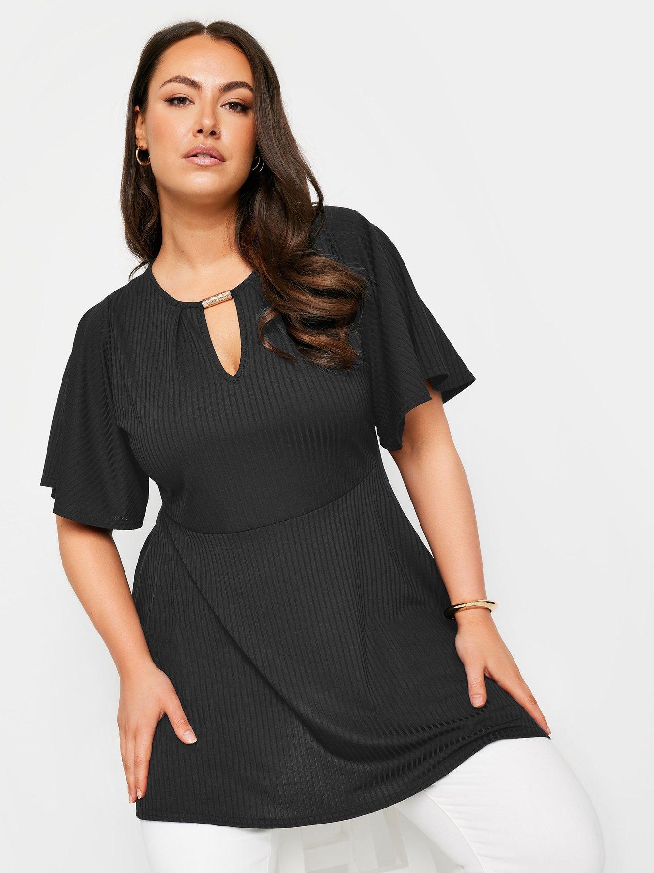 Peplum Keyhole Neck Top