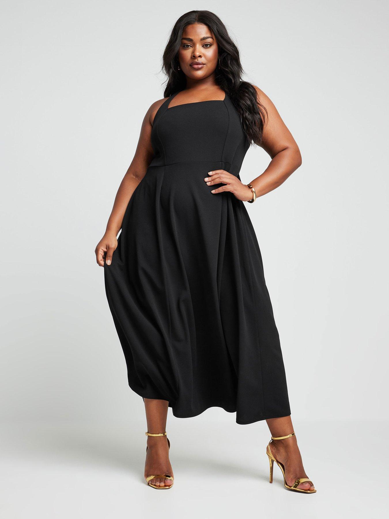 Yours Curve Halter Neck Midaxi Dress - Black | Very.co.uk