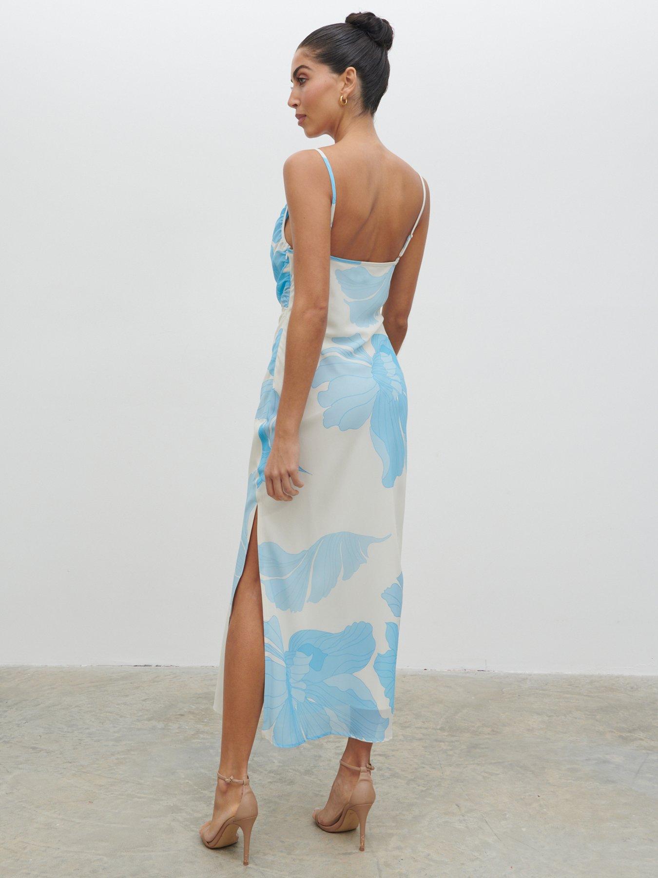 Pretty Lavish Printed Chiffon Strappy Midaxi Dress with Large Floral ...
