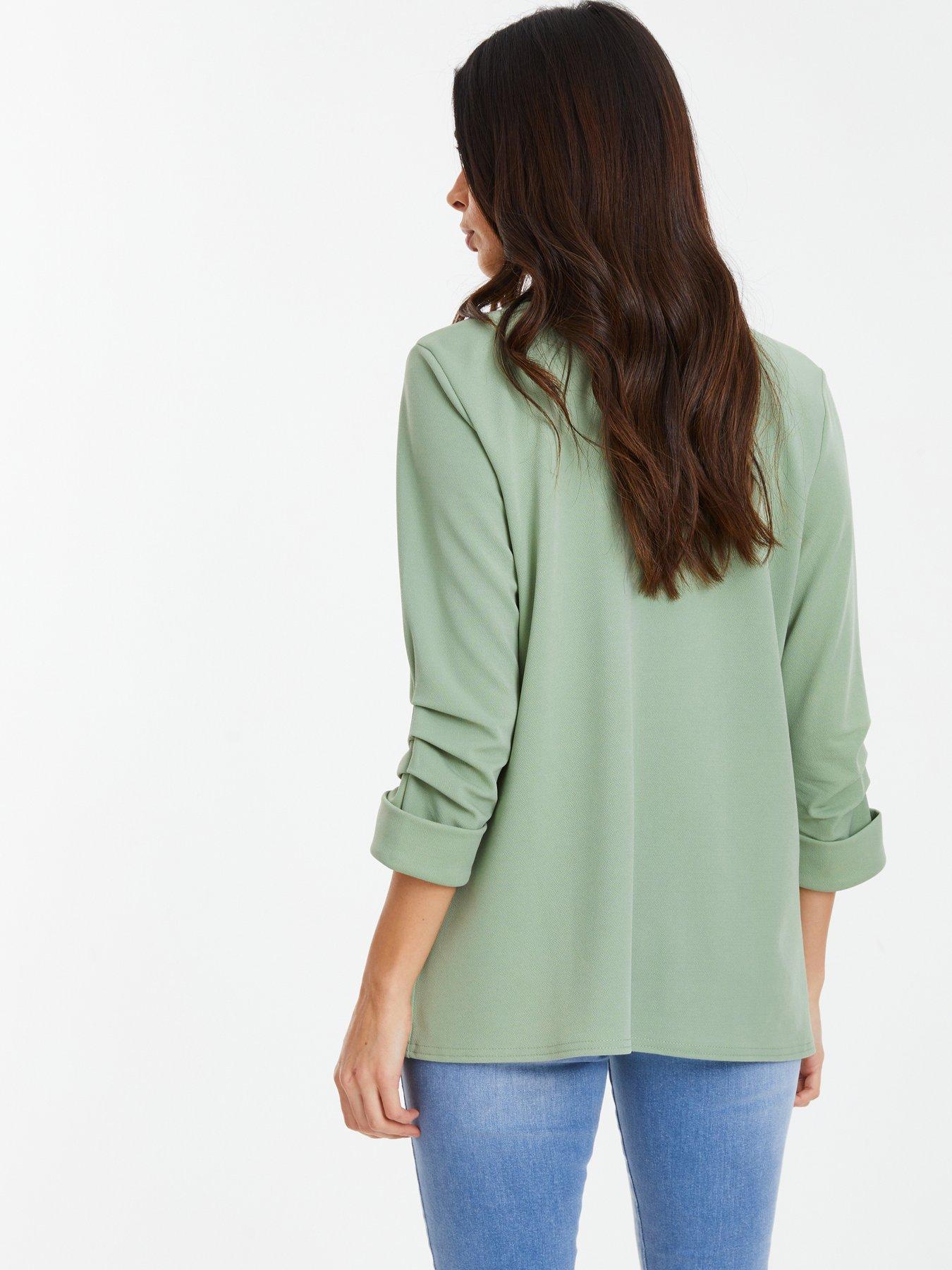 Image 2 of 6 of Quiz Sage Ruched Sleeve Blazer