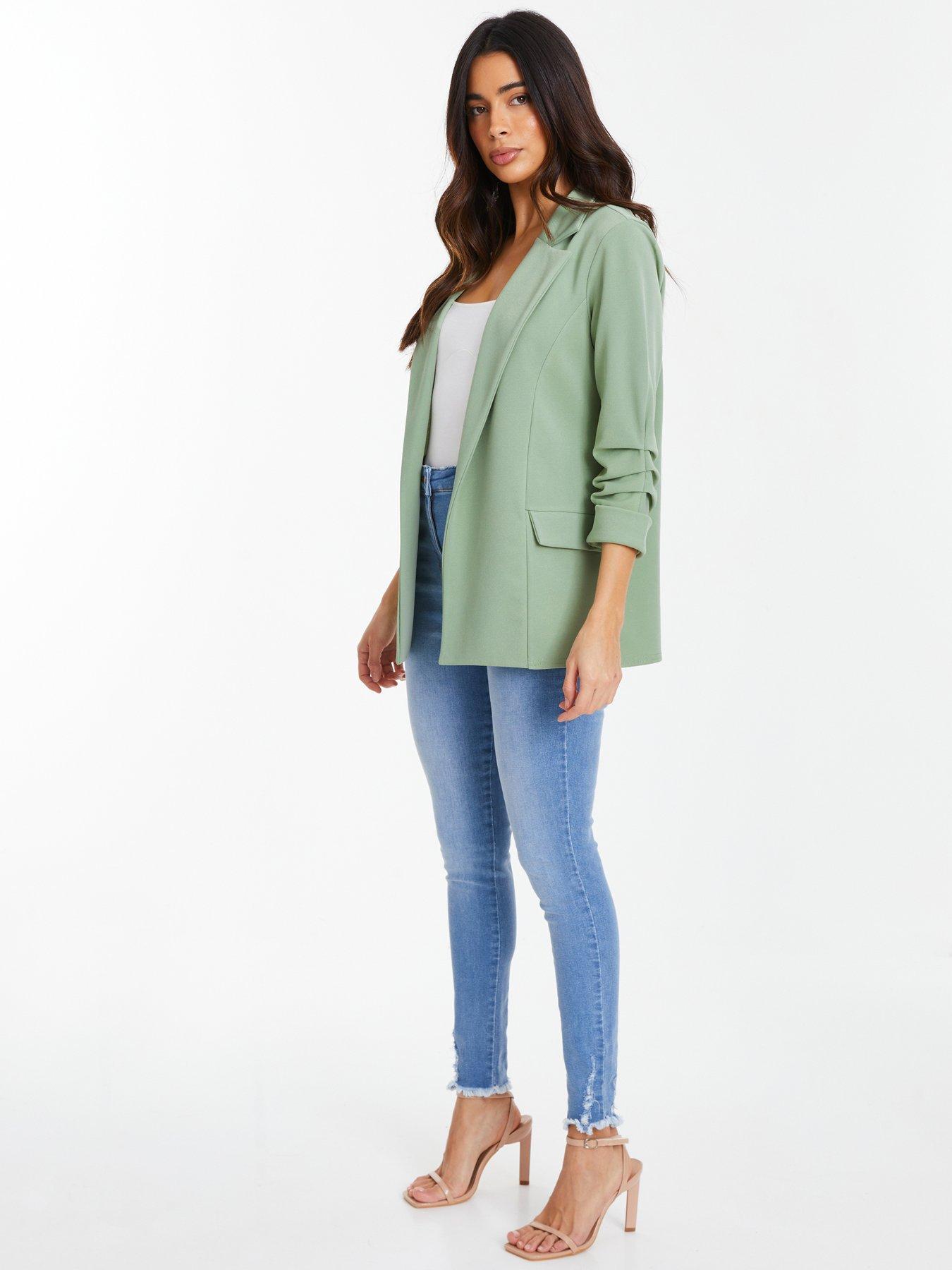 Image 3 of 6 of Quiz Sage Ruched Sleeve Blazer
