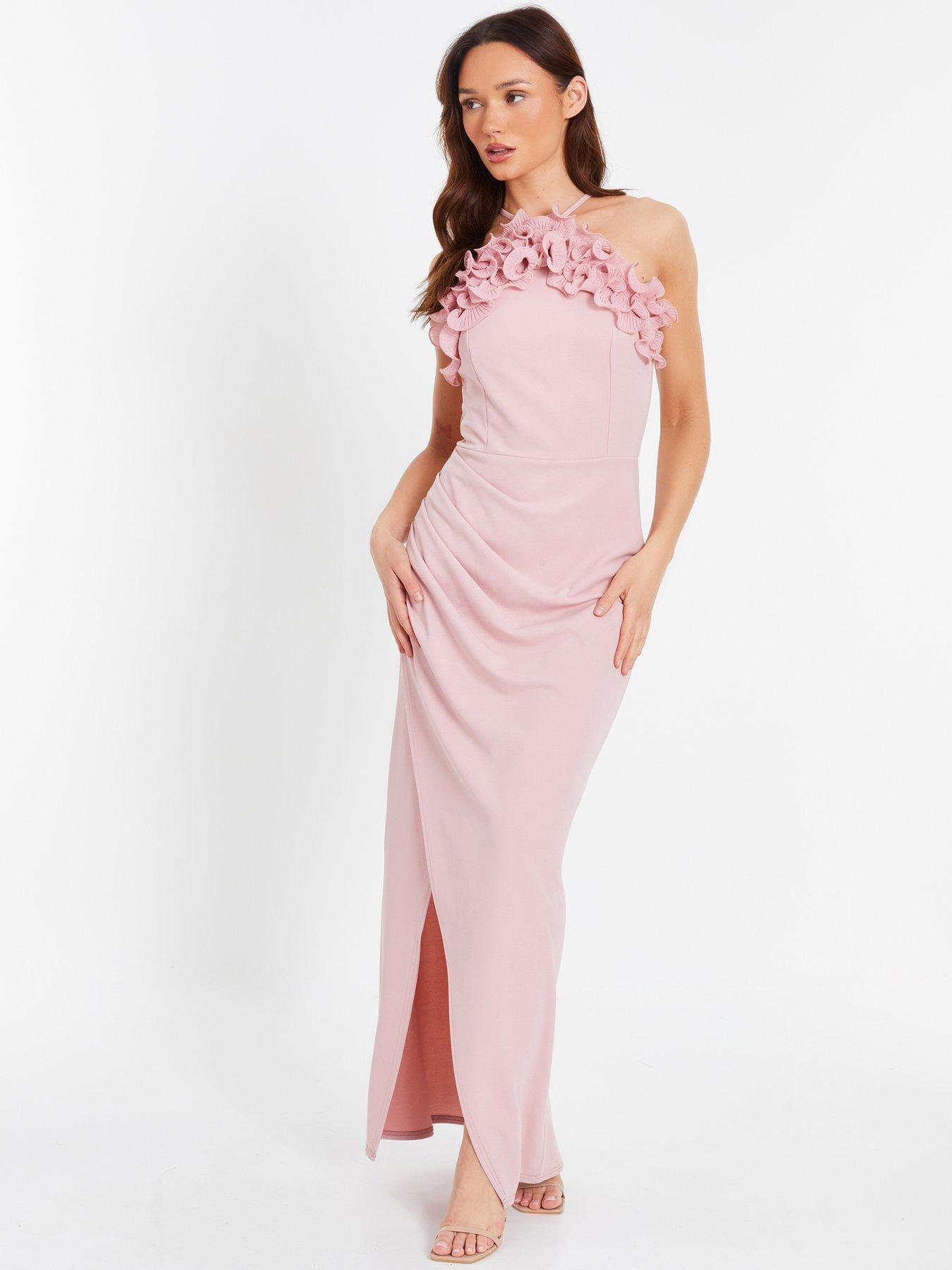 Quiz pink maxi dress best sale