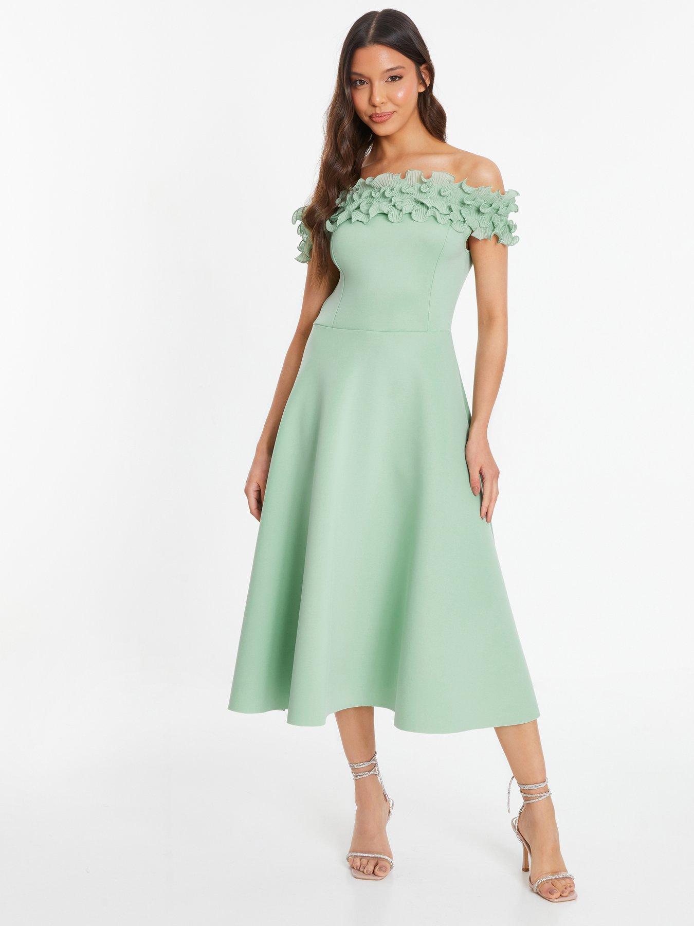 knee length dresses for ladies Bardot Box Pleated Skater Midi Dress in Mauve main image 0