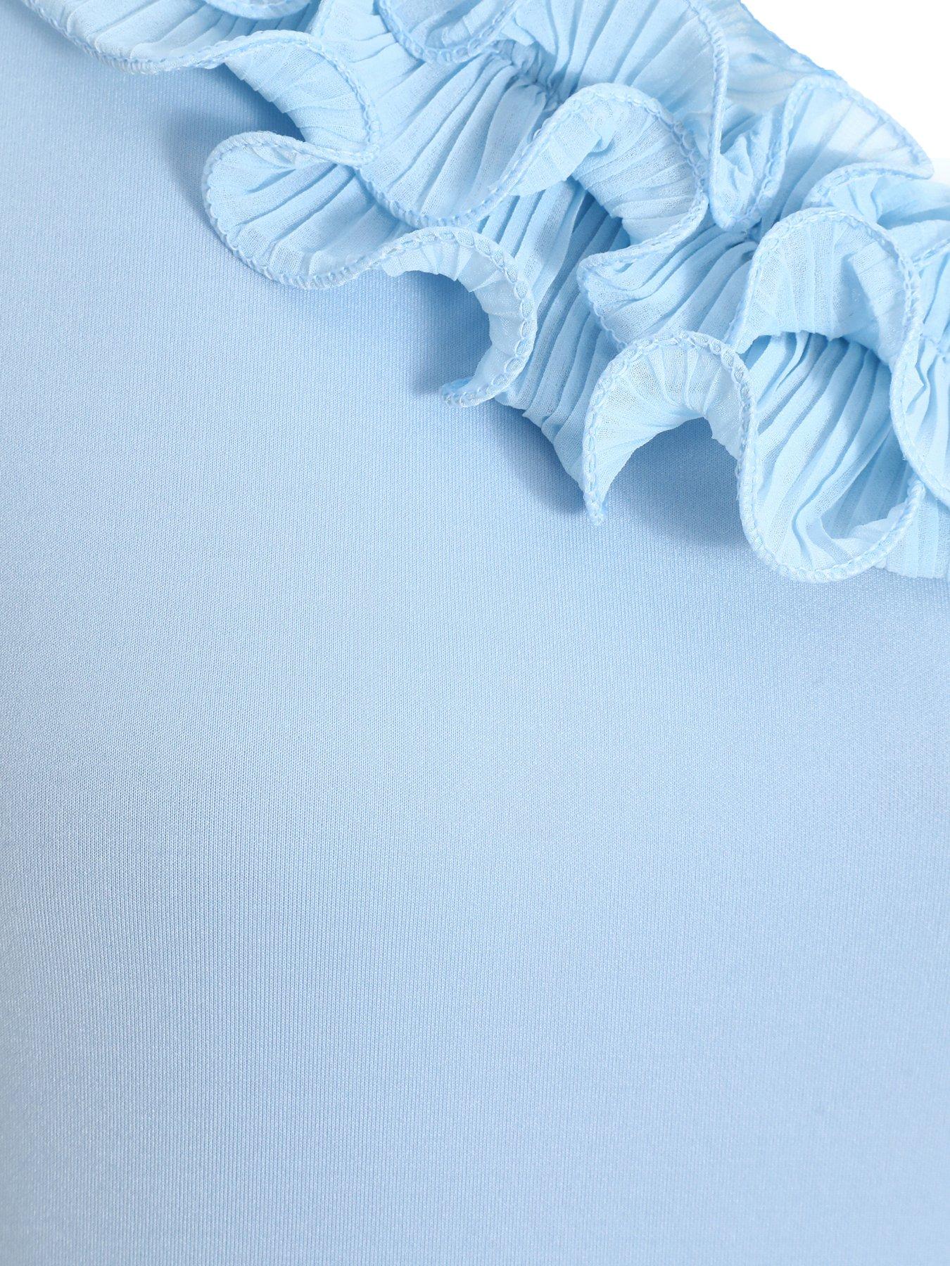 Quiz Light Blue One Shoulder Ruffle Skater Midi Dress | Very