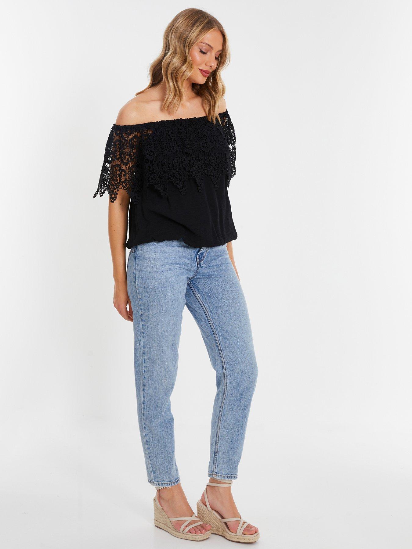 Quiz black bardot top online