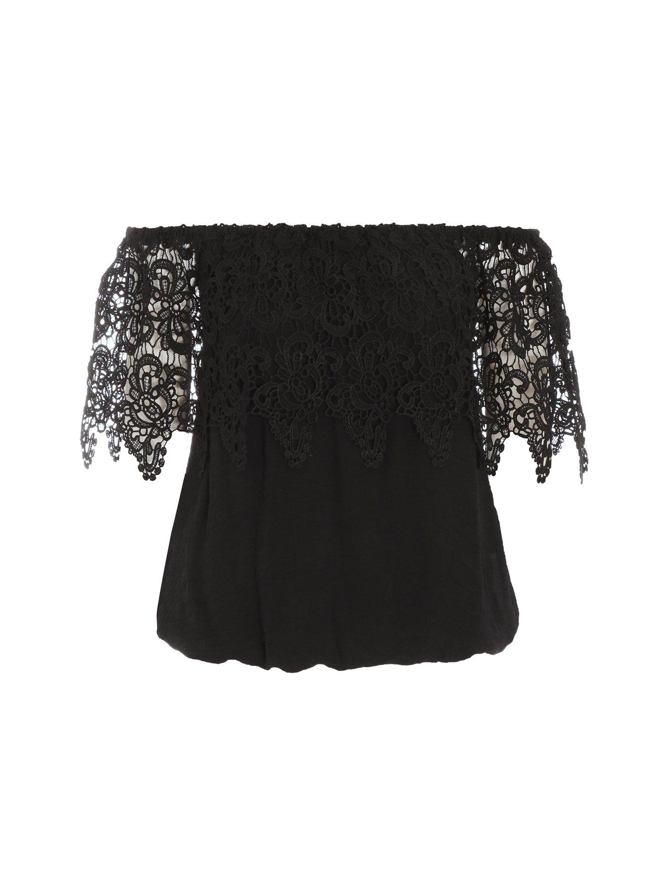 Quiz black bardot top hotsell