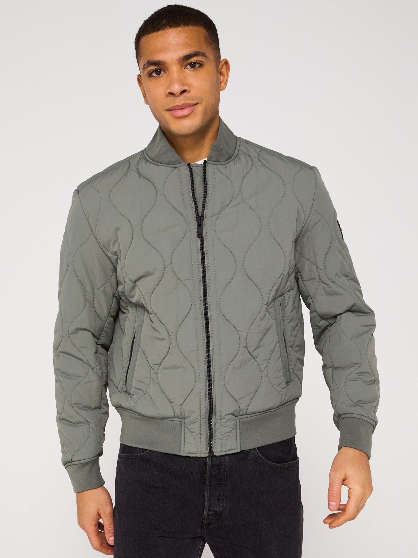 BOSS Ostrong Regular Fit Padded Bomber Jacket Grey Very