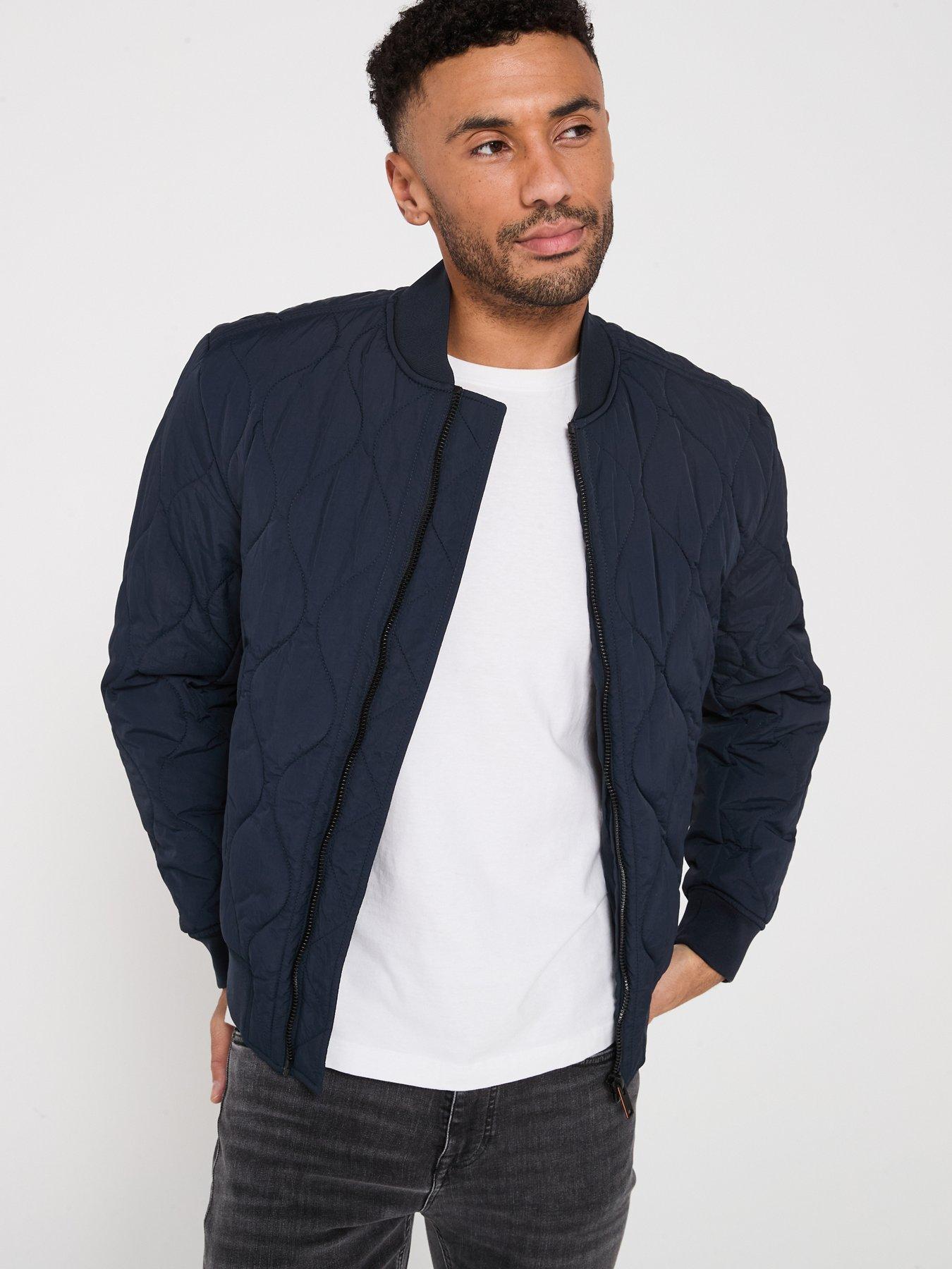 undefined Ostrong Regular Fit Padded Bomber Jacket - Navy