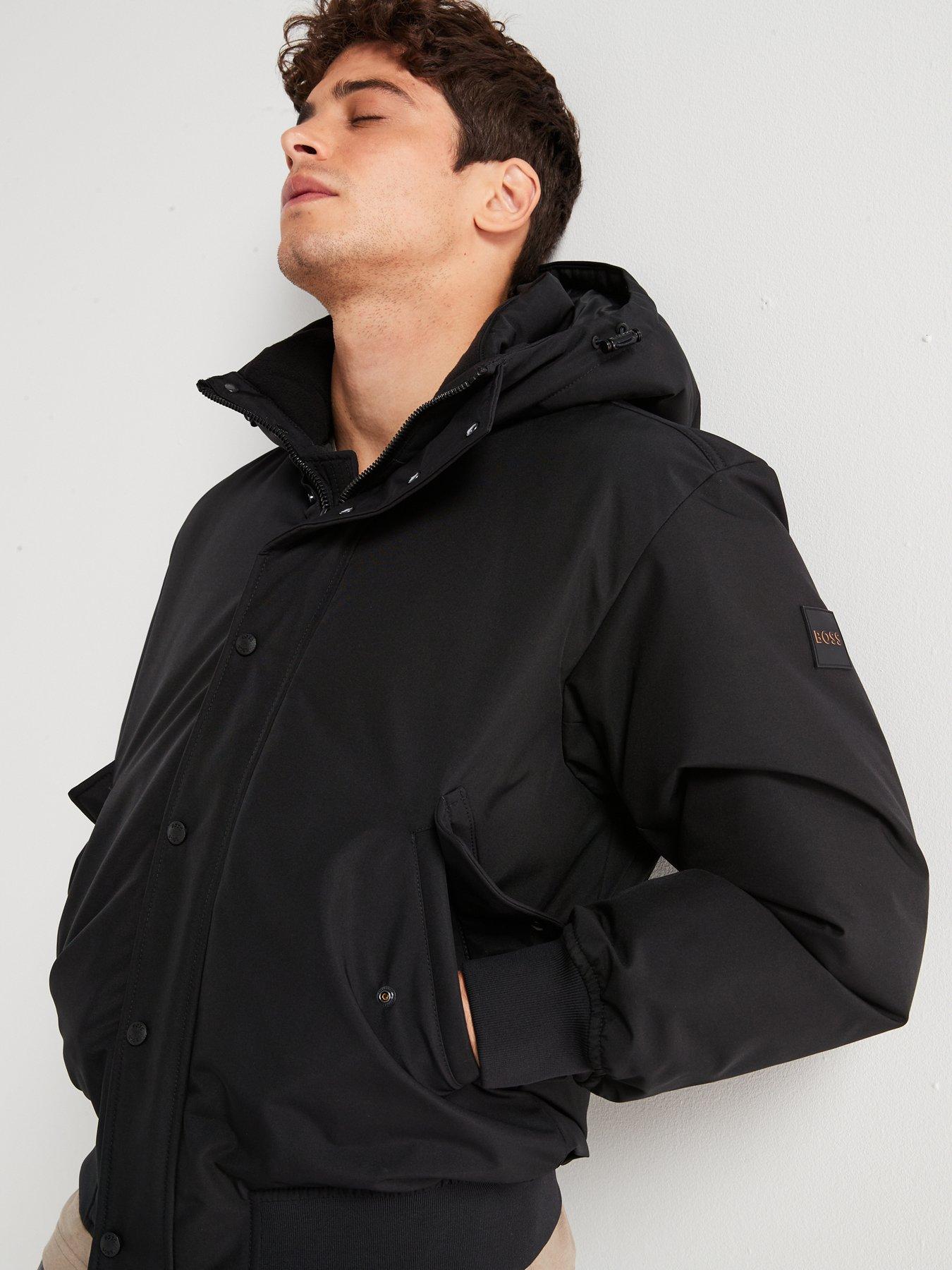 Image 4 of 5 of BOSS Osis Relaxed Fit Heavyweight Bomber Jacket - Black