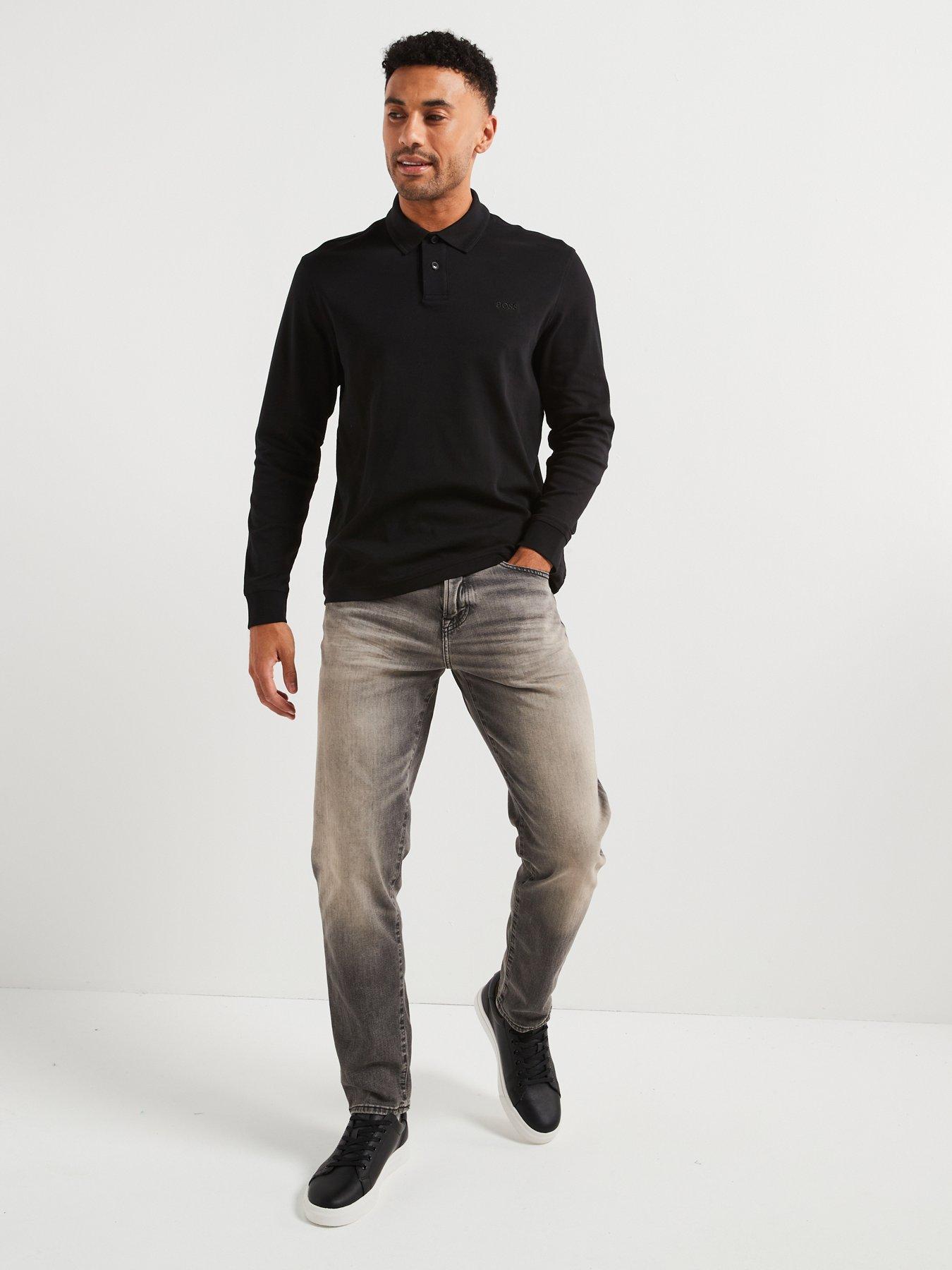 Image 3 of 5 of BOSS Interlock Regular Fit Long Sleeve Polo Shirt - Black