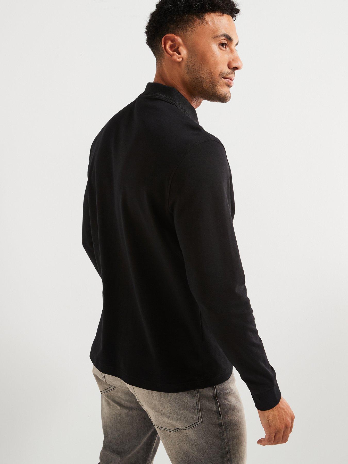 Image 5 of 5 of BOSS Interlock Regular Fit Long Sleeve Polo Shirt - Black