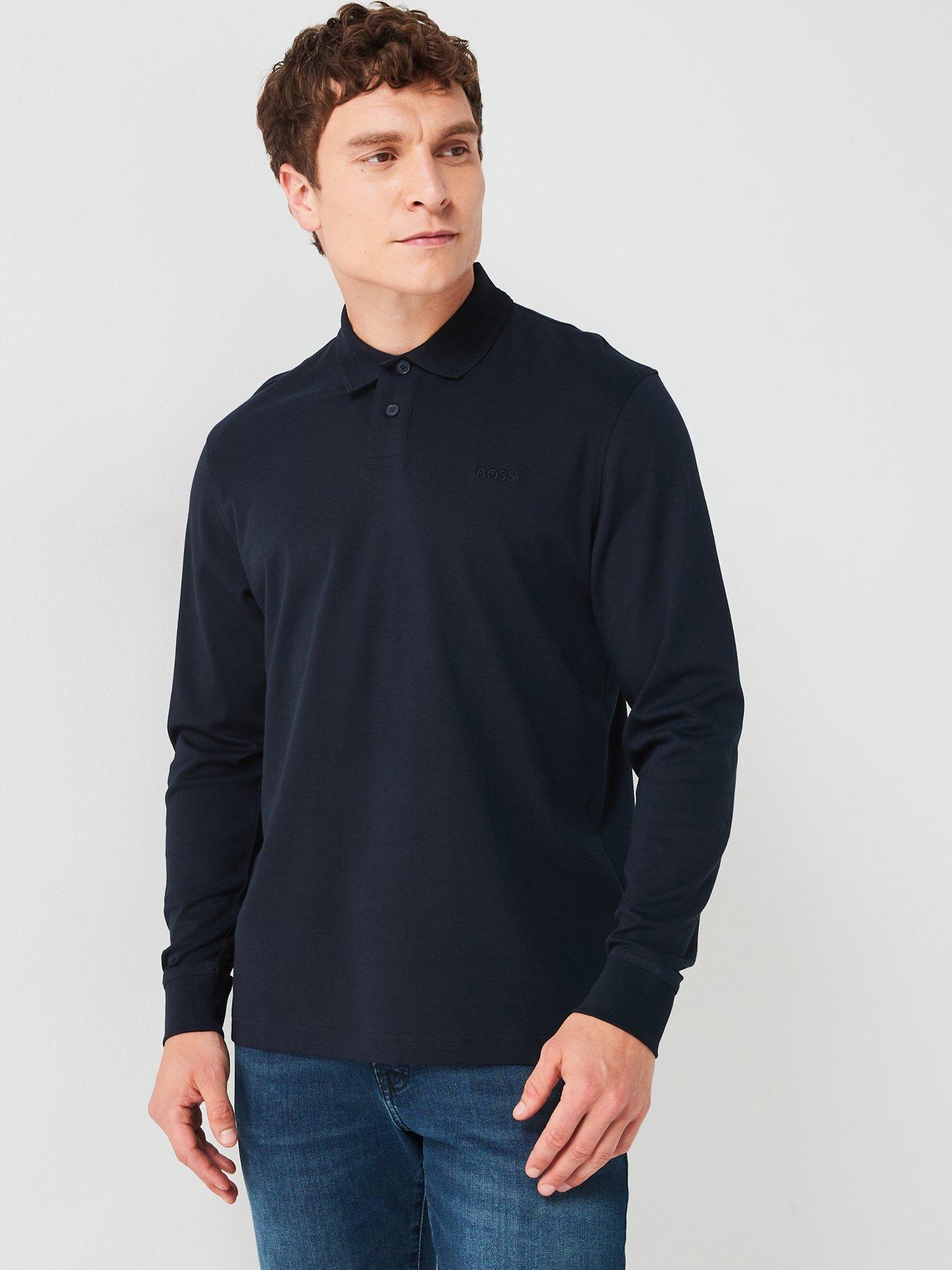 undefined PE Interlock Regular Fit Long Sleeve Jersey Polo Shirt - Navy