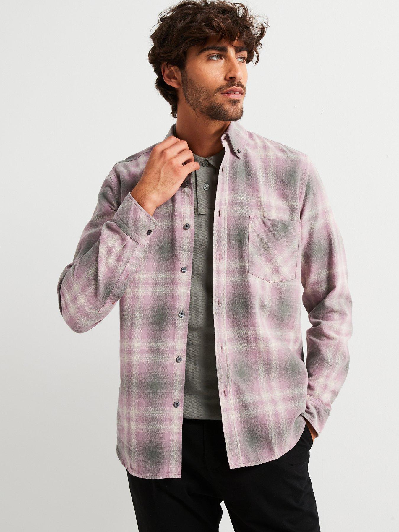 boss rickert m regular fit brushed cotton shirt - green, green, size l, men