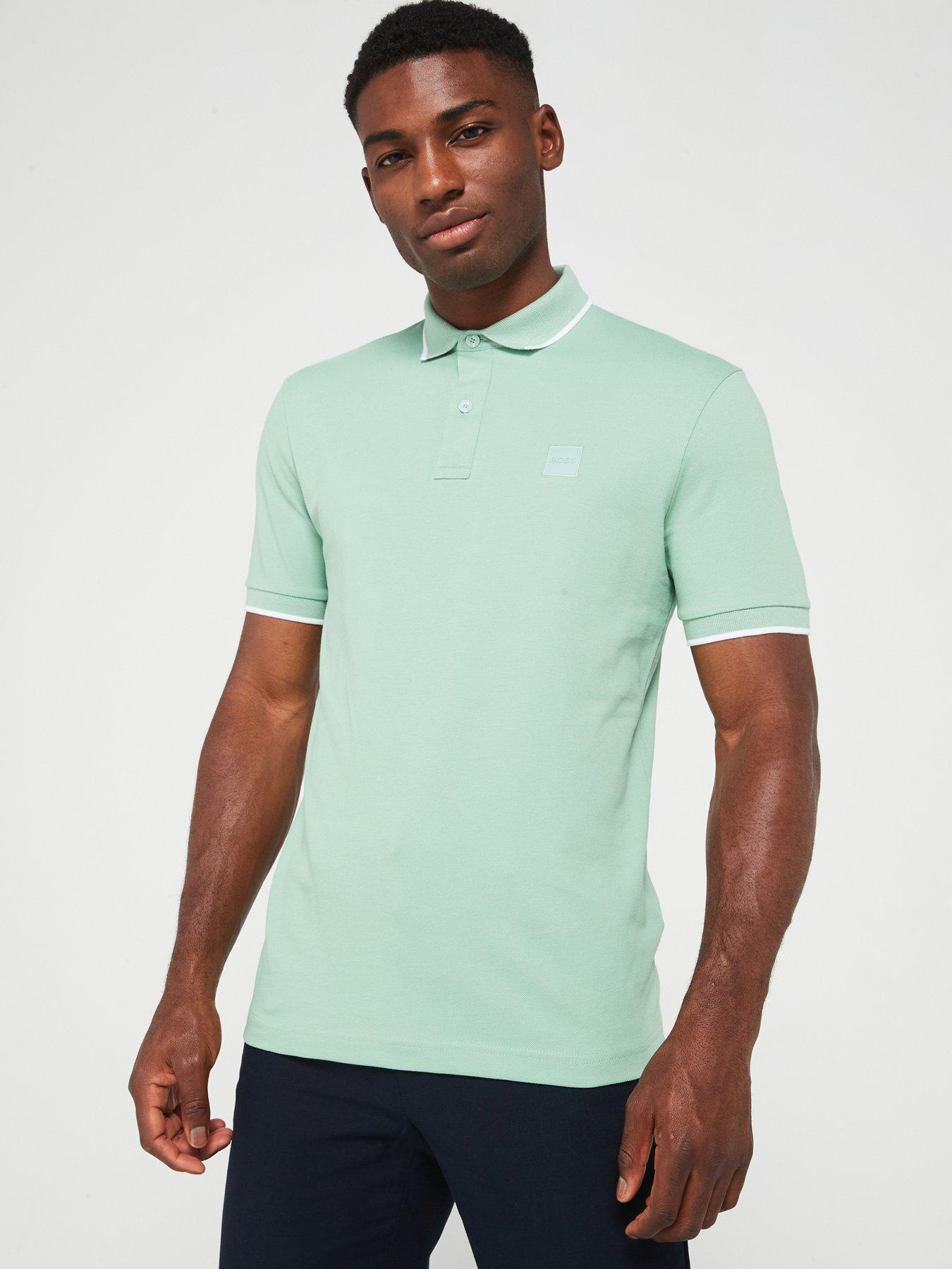 BOSS Passertip Slim Fit Short Sleeve Polo Shirt Light Green Very