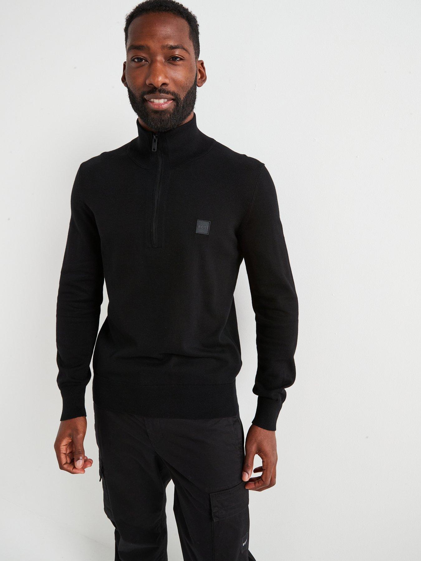 undefined Kanobix S Regular Fit 1/4 Zip Knitted Jumper - Black