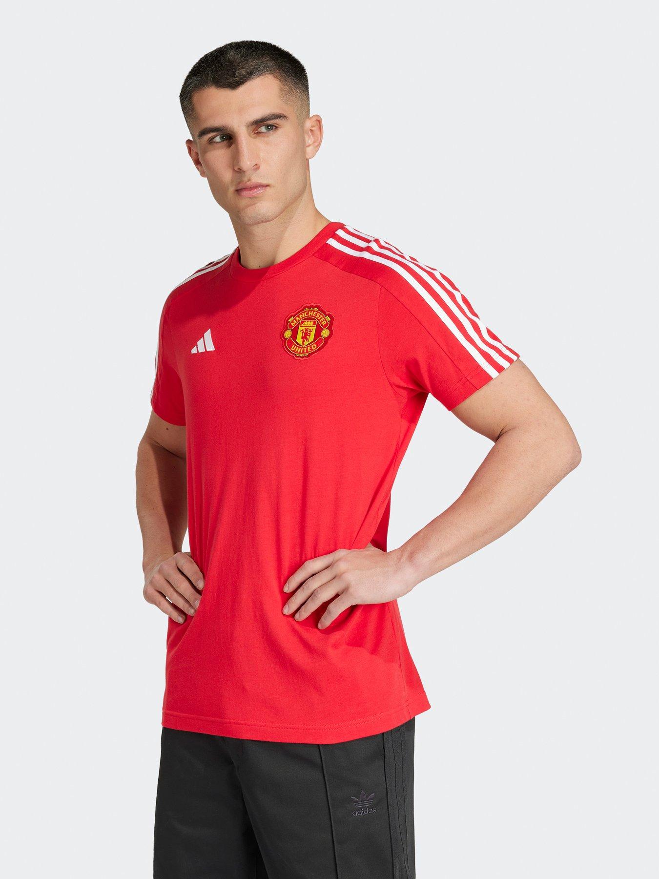 Image 1 of 6 of adidas Manchester United Mens Dna 3 Stripe Tee  -red