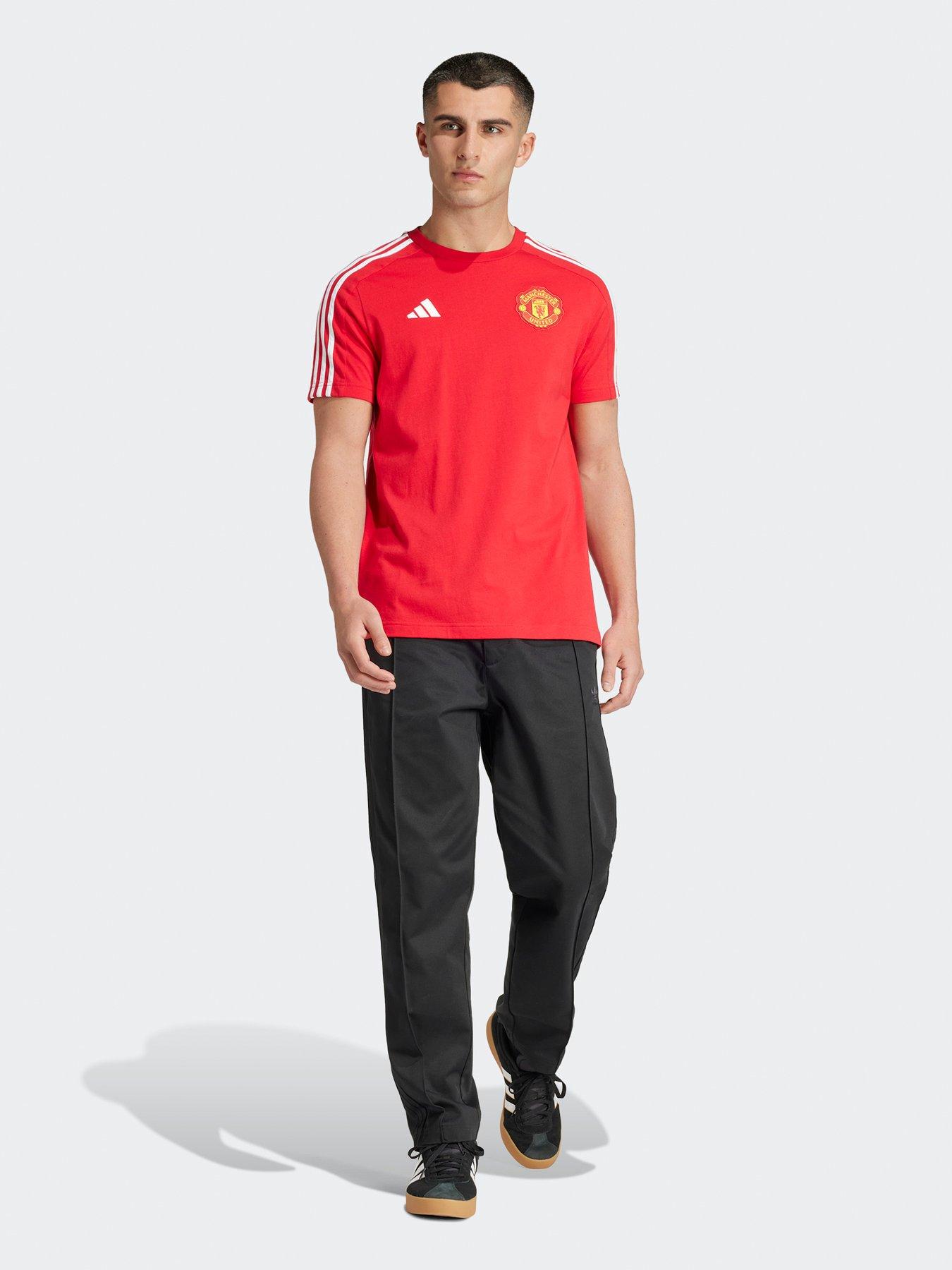 Image 3 of 6 of adidas Manchester United Mens Dna 3 Stripe Tee  -red