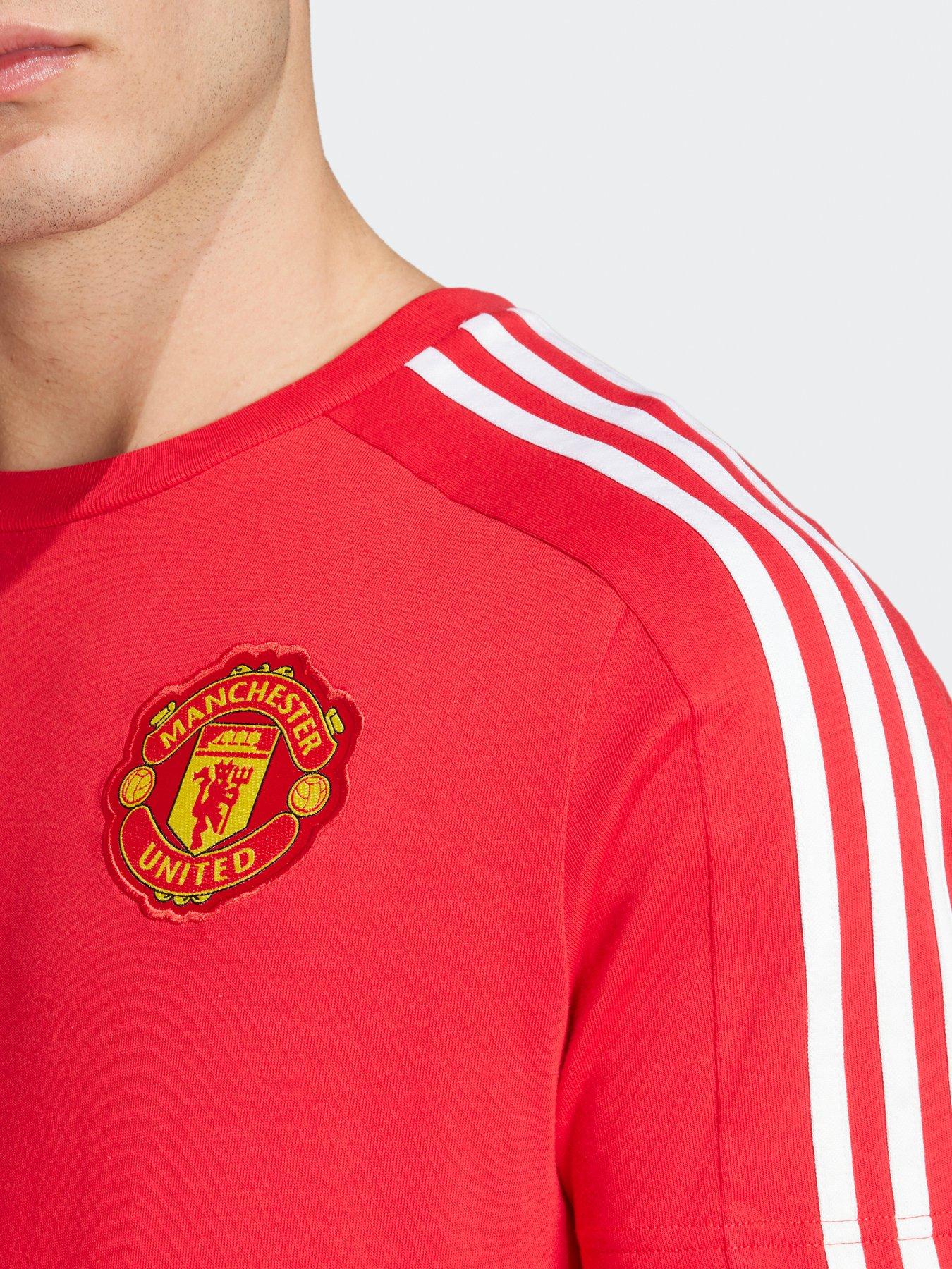 Image 4 of 6 of adidas Manchester United Mens Dna 3 Stripe Tee  -red