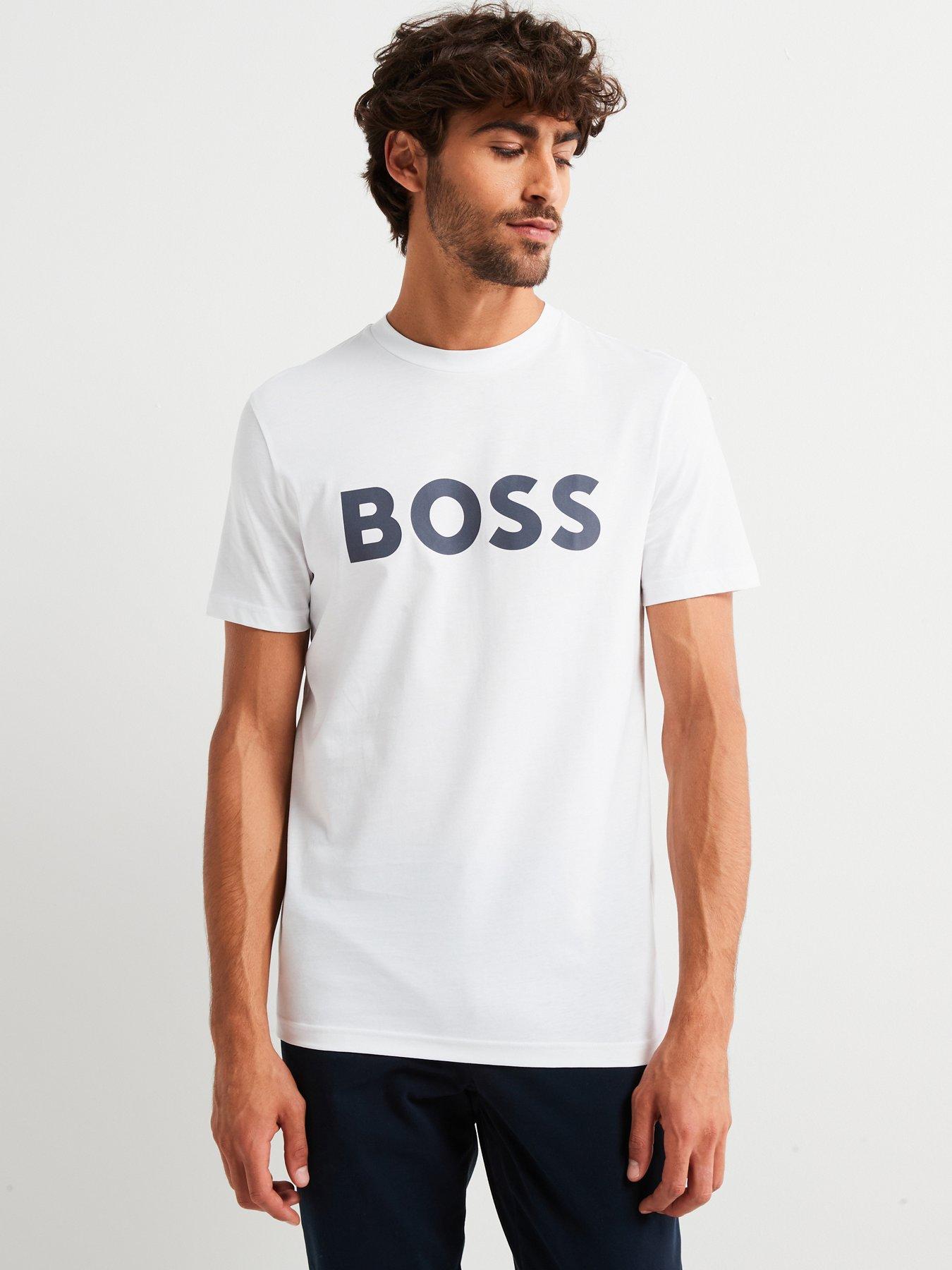 BOSS Thinking 1 Regular Fit Large Logo T-Shirt - White