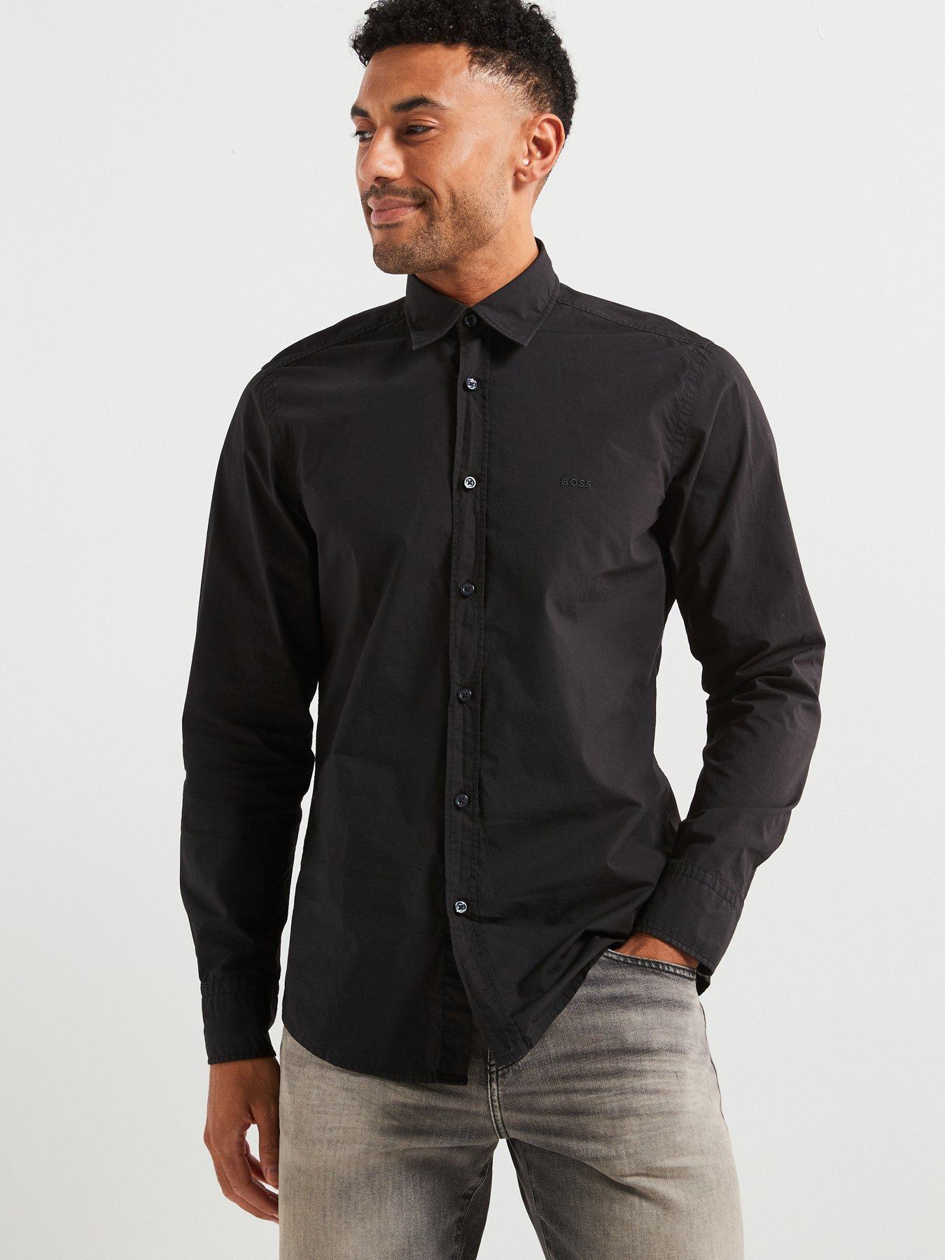 BOSS Relegant 6 M Regular Fit Logo Poplin Shirt - Black