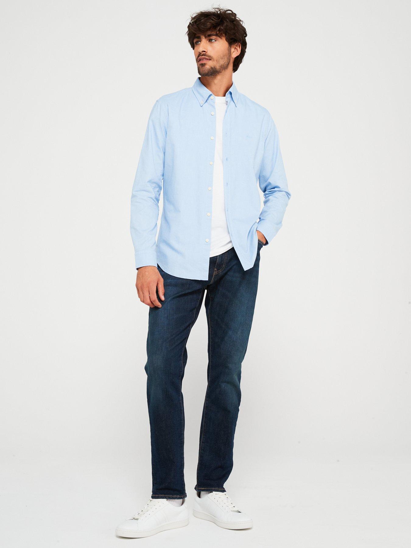 Image 3 of 5 of BOSS Rickert Button Down Regular Fit Oxford Shirt - Light Blue