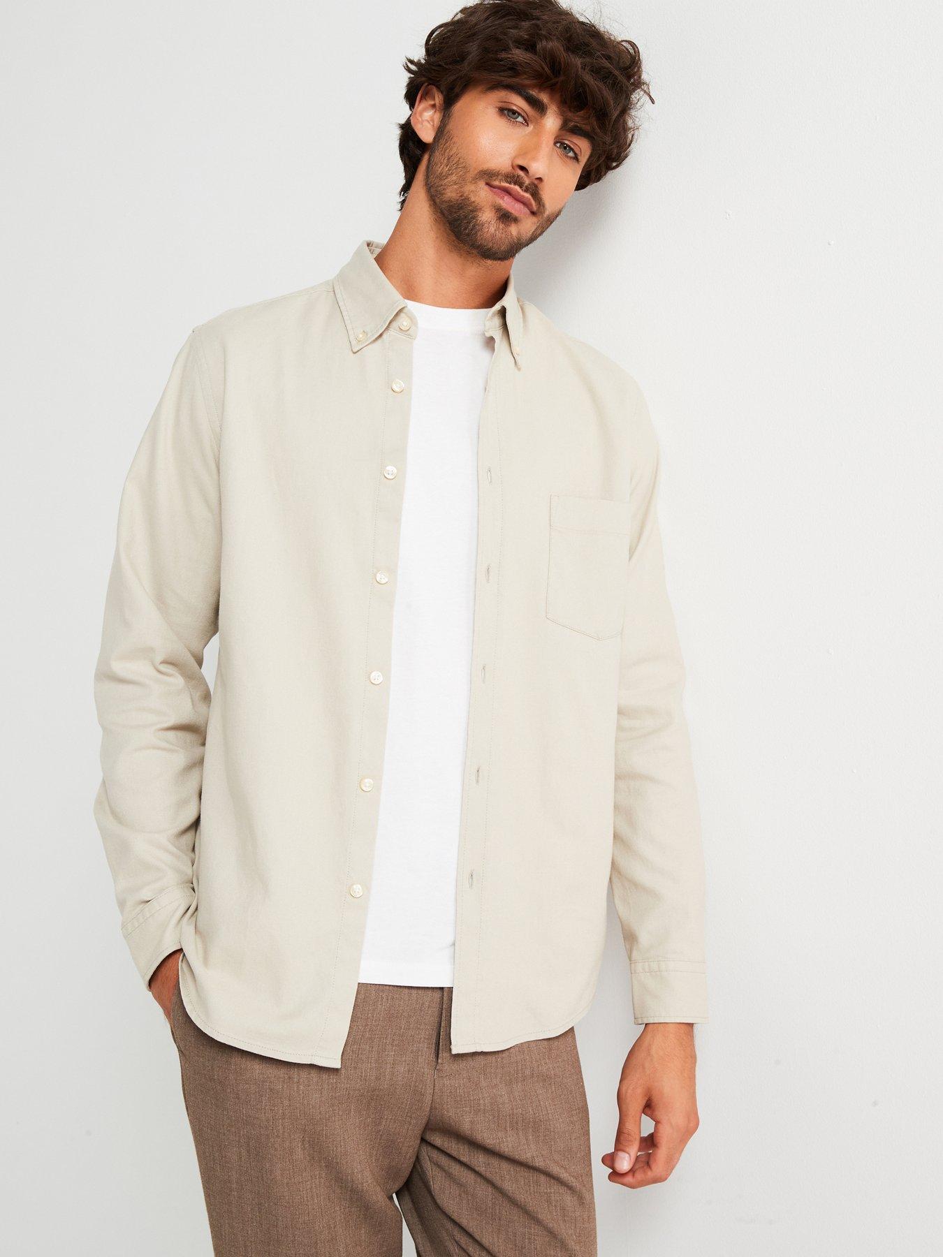 undefined Rickert M Regular Fit Brushed Cotton Shirt - Light Beige