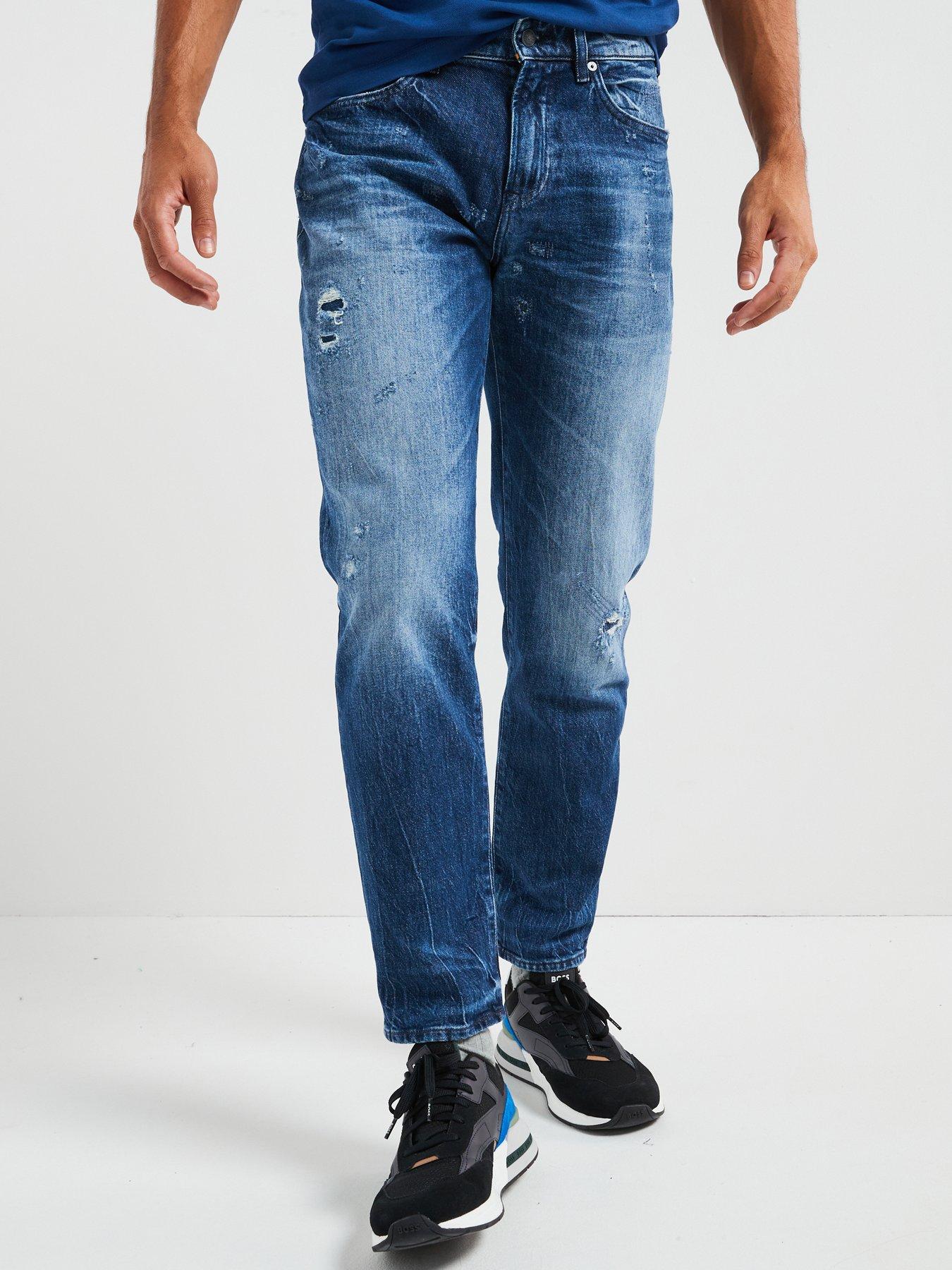 undefined ReMaine Bo-Bf Regular Fit Rip  &  Repair Jeans - Midi Wash