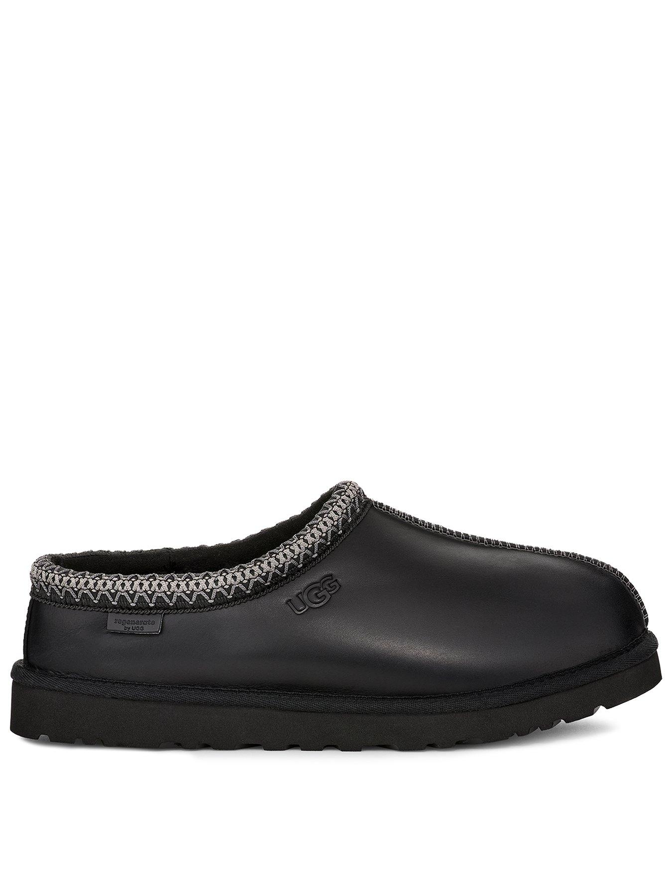 UGG Men's Leather Regen Tasman Slippers - Black