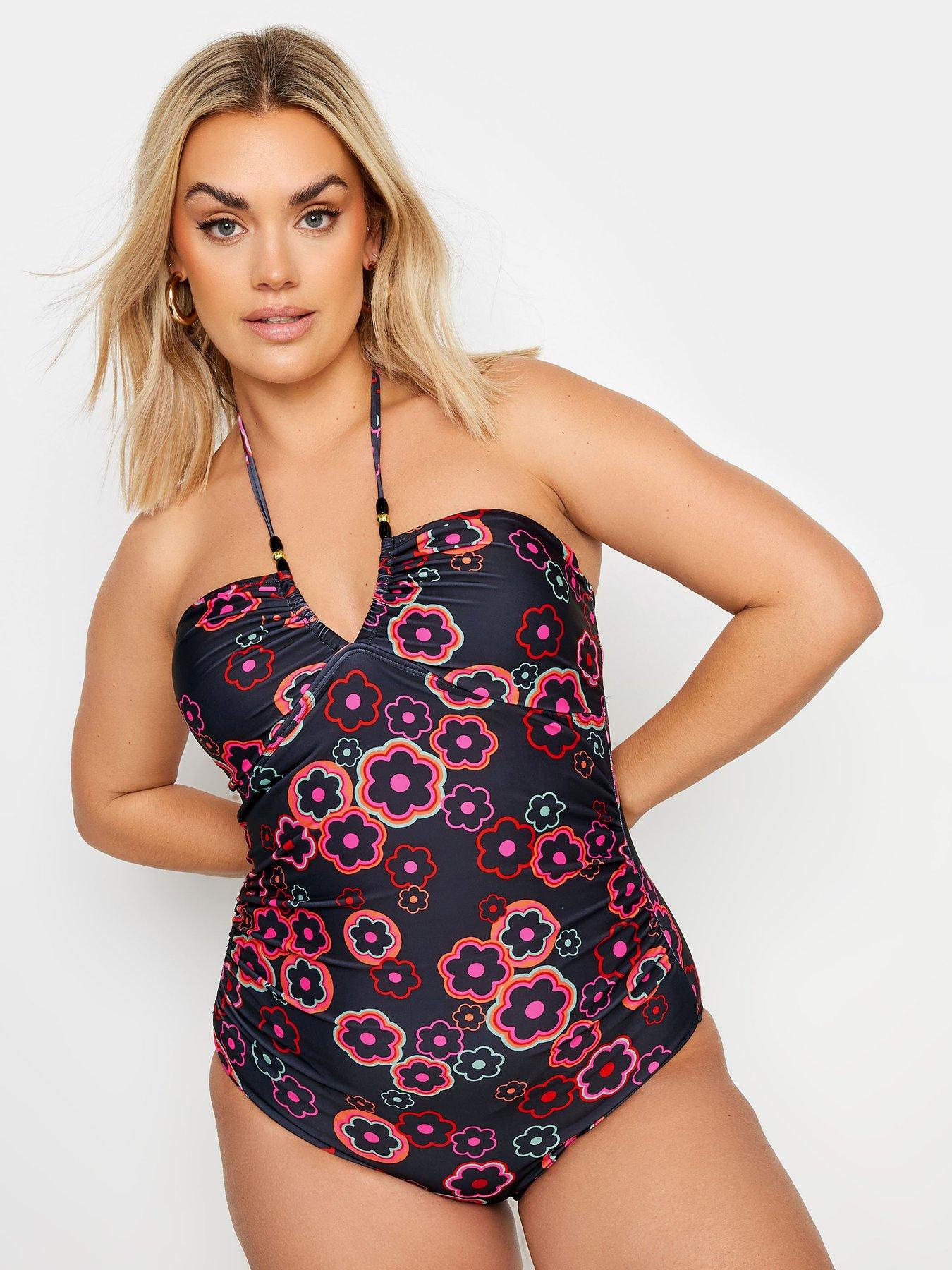 Image 3 of 4 of Yours Curve Hippie Floral Bandeau Halter Swimsuit