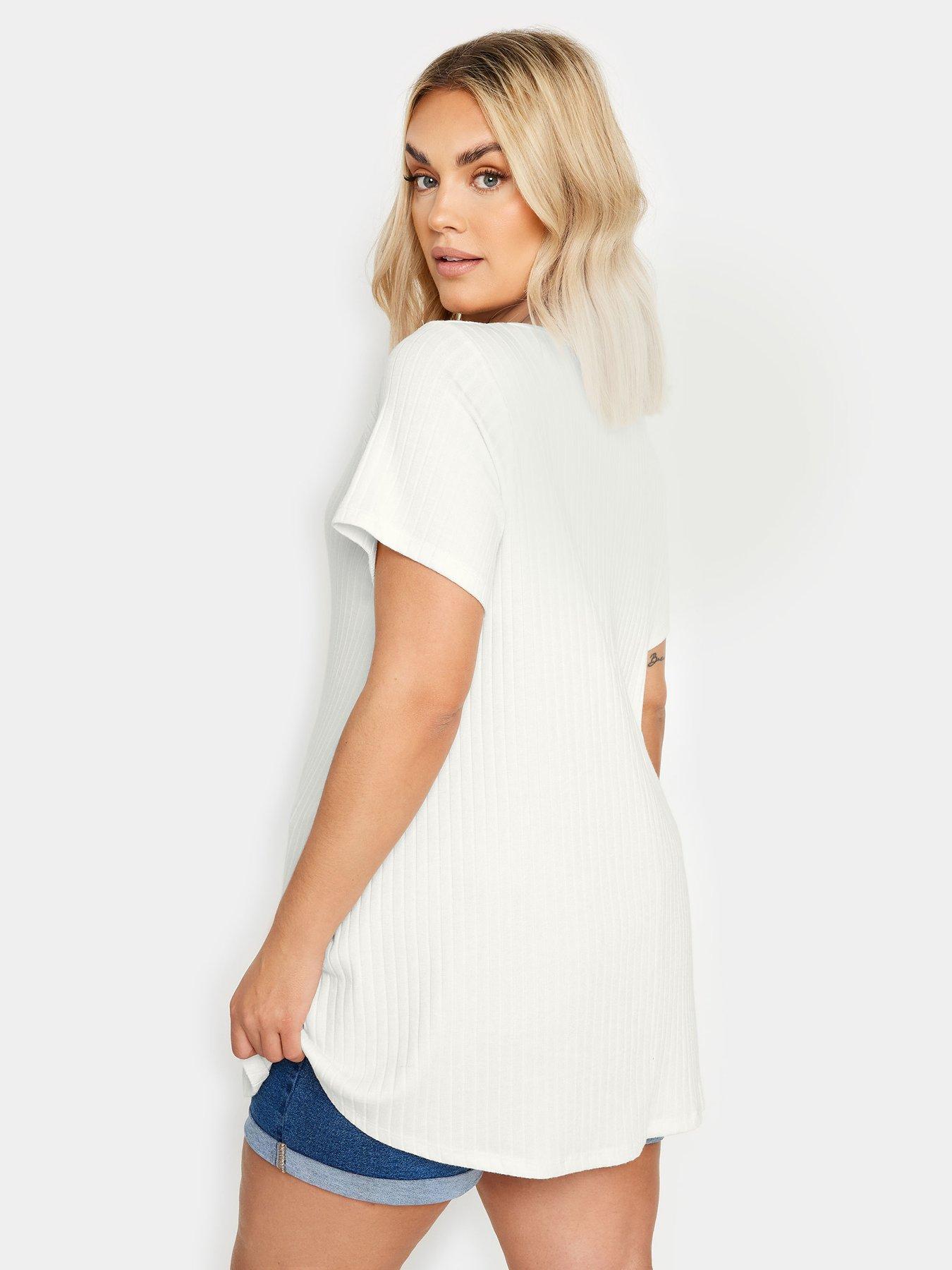 Image 2 of 4 of Yours Curve Ribbed Swing Top - White