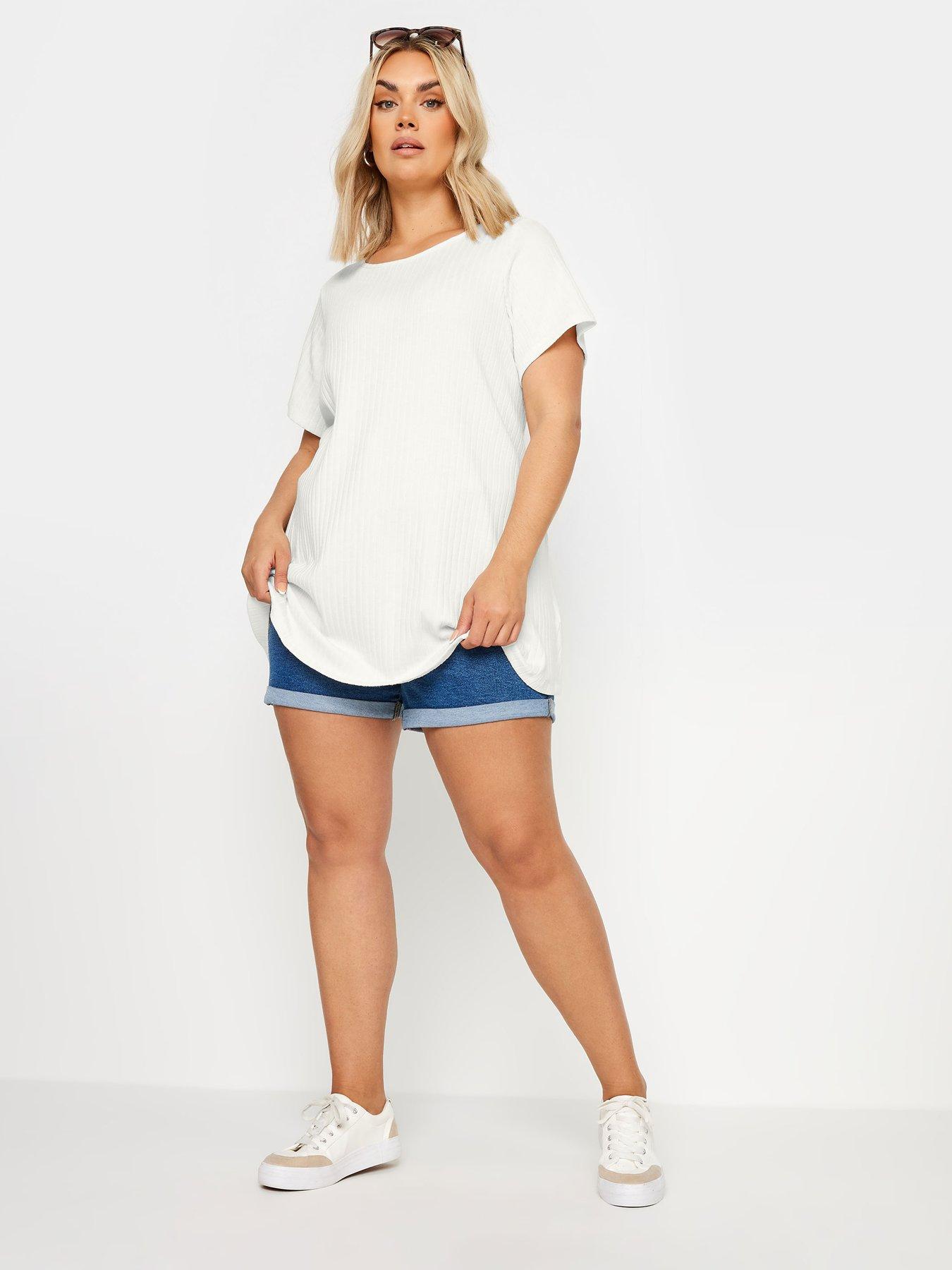 Image 3 of 4 of Yours Curve Ribbed Swing Top - White