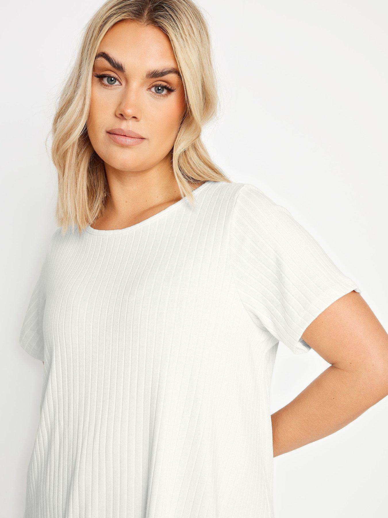 Image 4 of 4 of Yours Curve Ribbed Swing Top - White