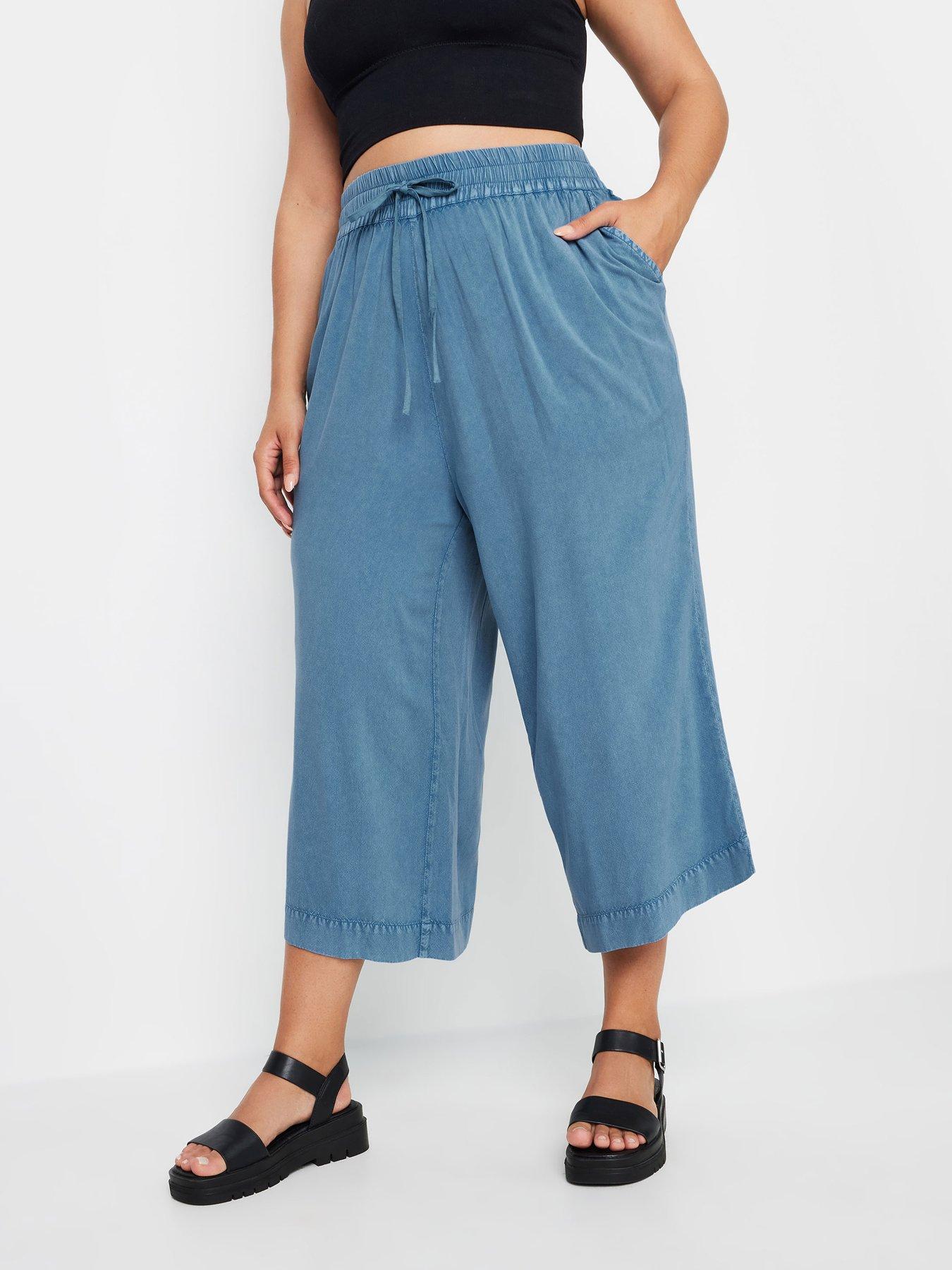 Image 1 of 4 of Yours Curve Chambray Culotte - Blue