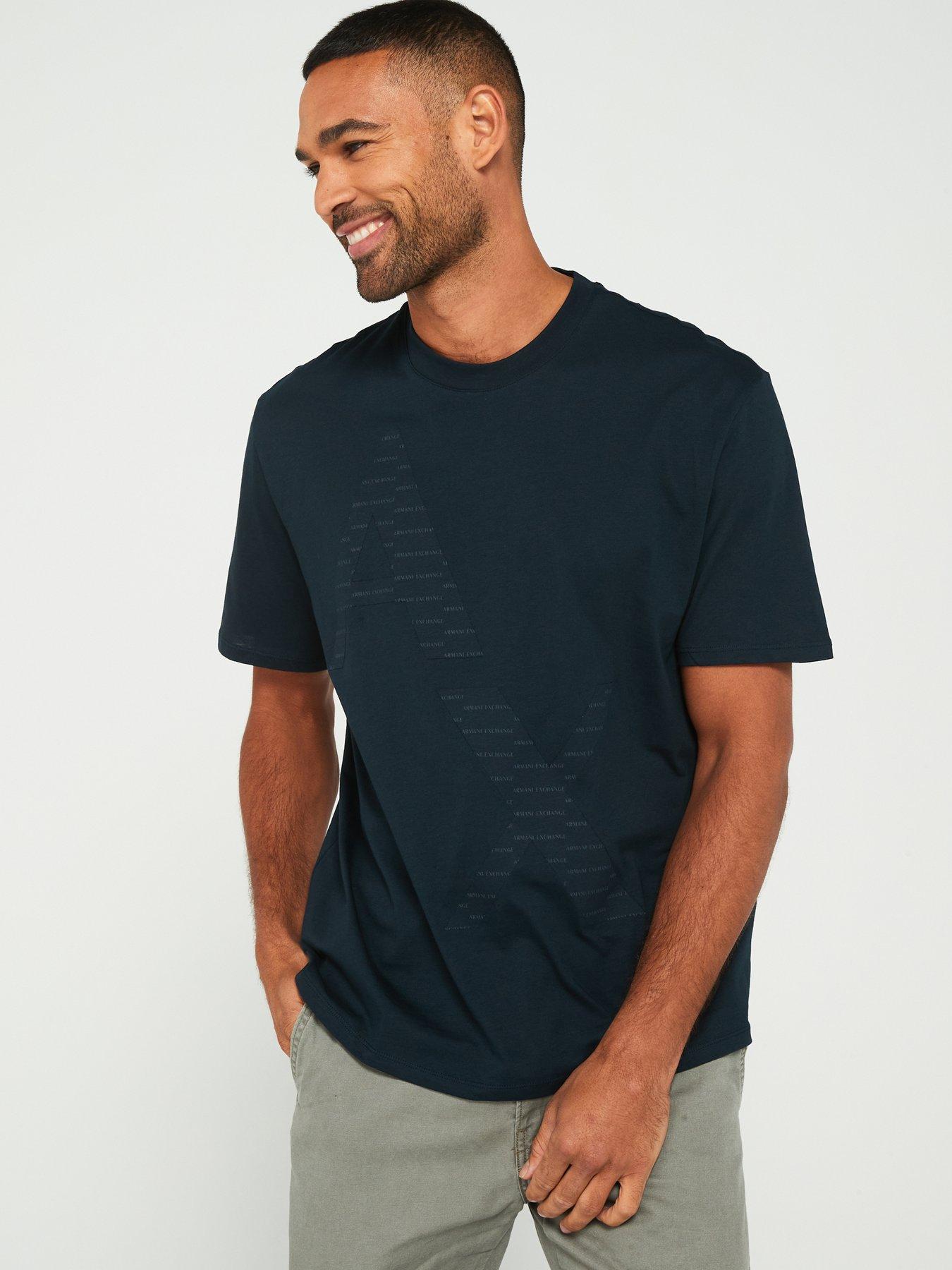 undefined Relaxed Fit Large Ax Infill Logo T-Shirt - Navy