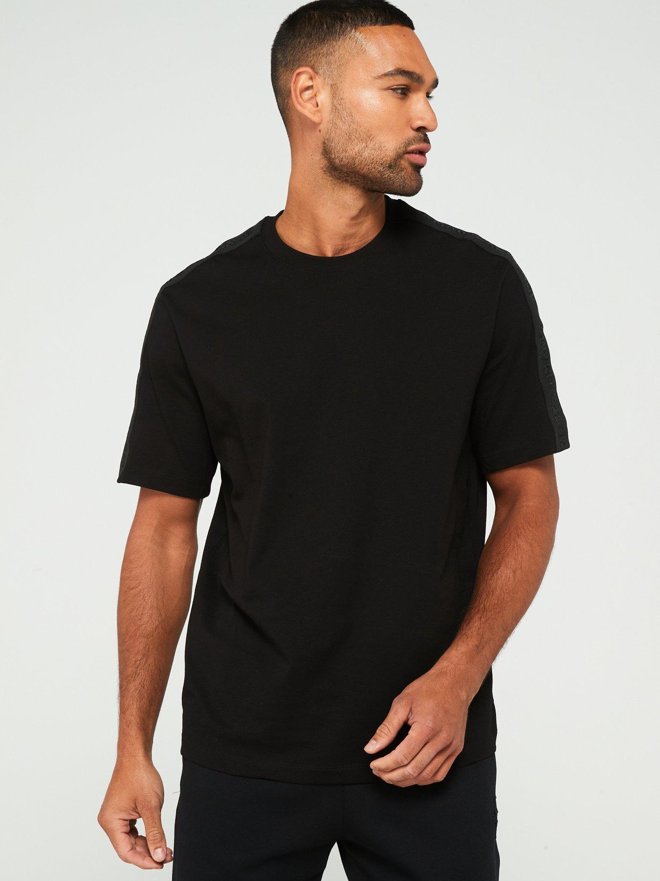 Armani Exchange Relaxed Fit Shoulder Tape Logo T-shirt - Black, Black, Size 2Xl, Men