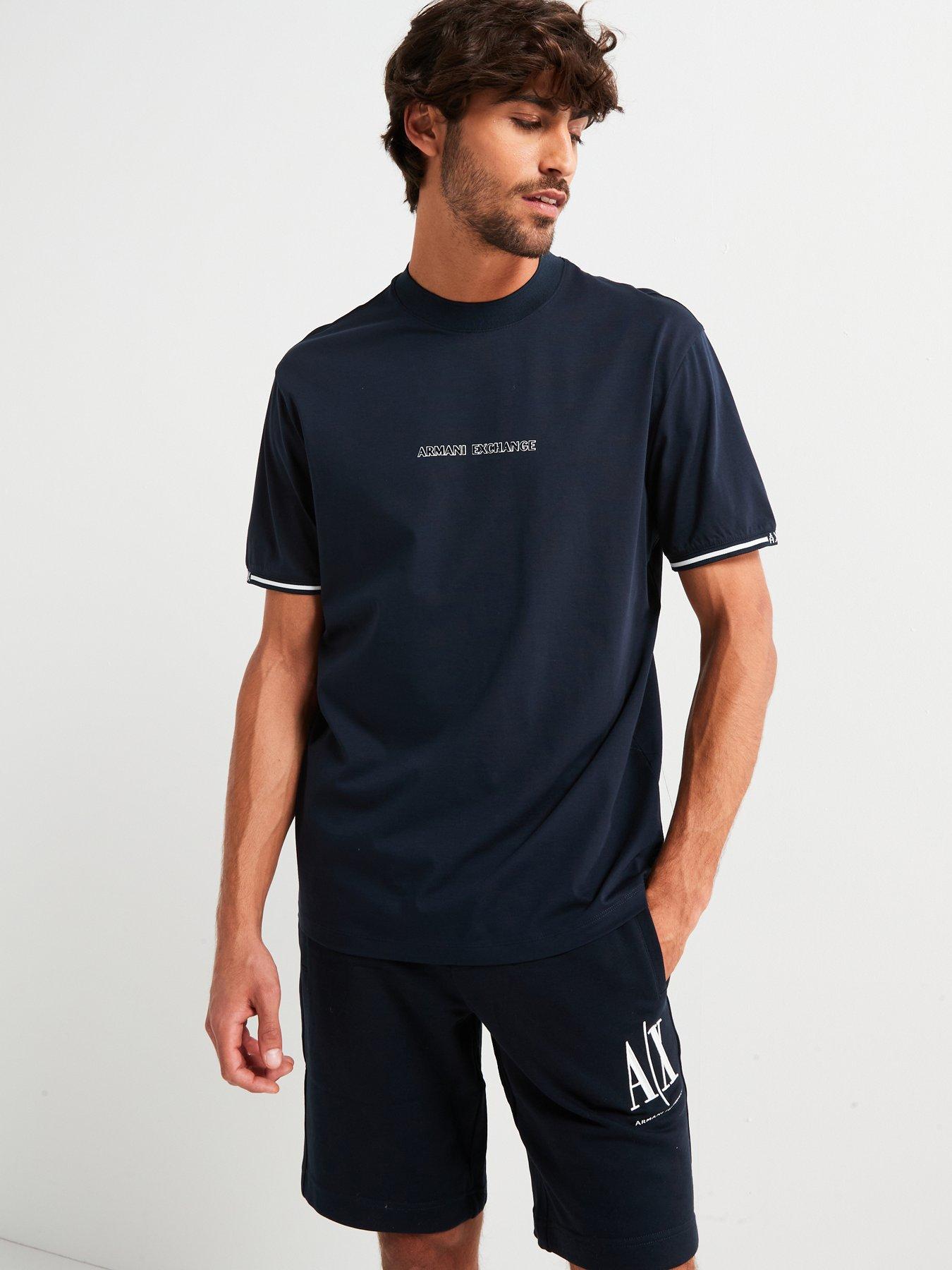 undefined Regular Fit Small Flock Logo T-Shirt - Navy