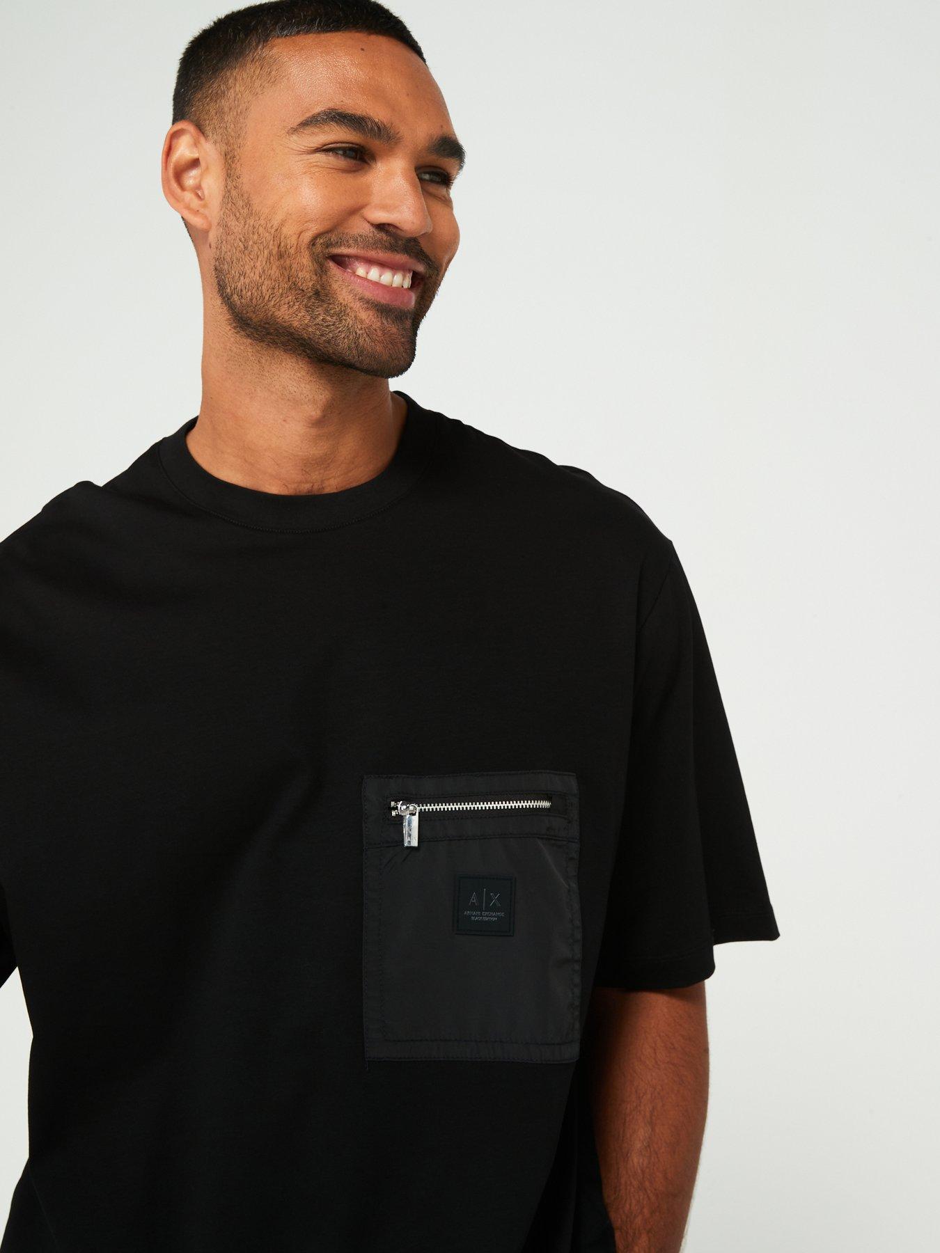 Armani Exchange Black Edition Nylon Patch Pocket T-shirt Black