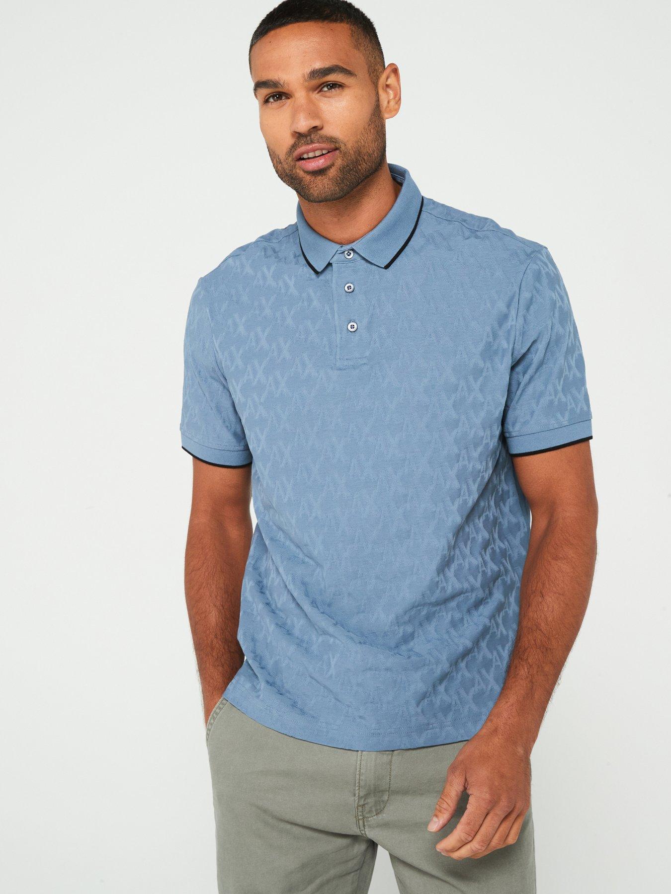 Regular Fit Ax Monogram Print Polo Shirt Blue